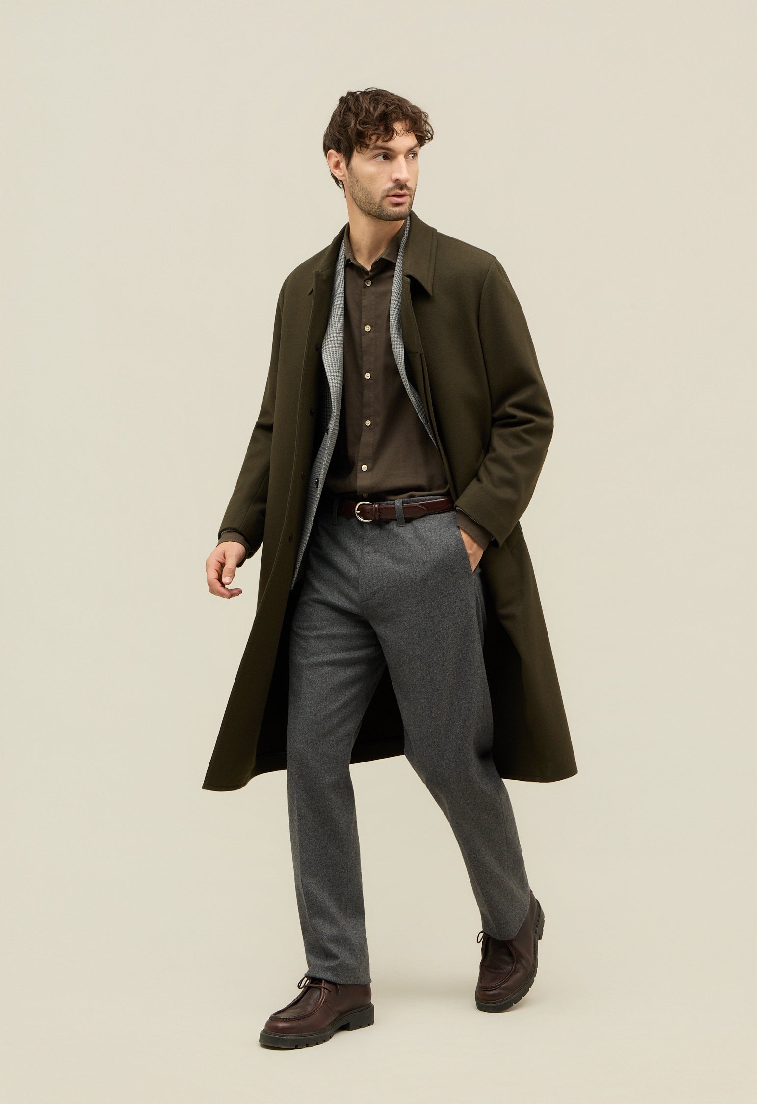 Green Wool Felt Loden Coat