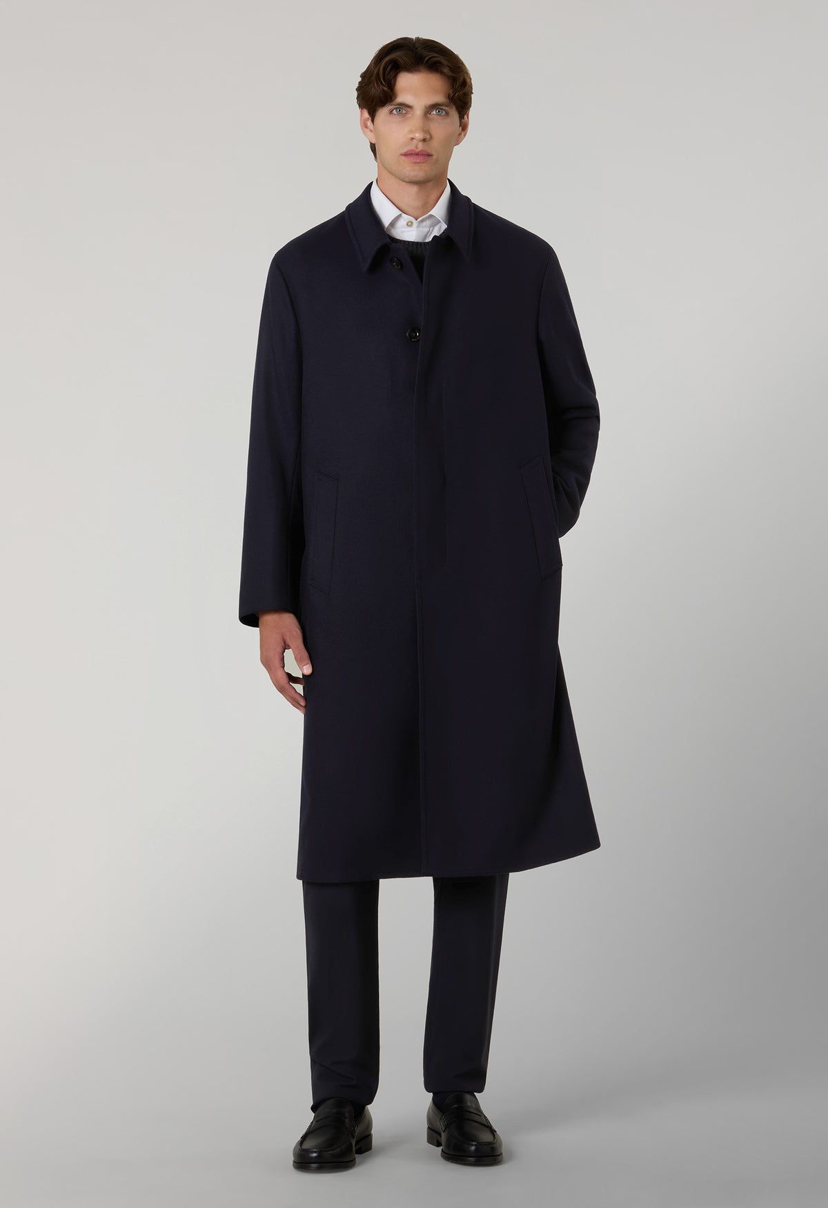 Blue Wool Felt Loden Coat