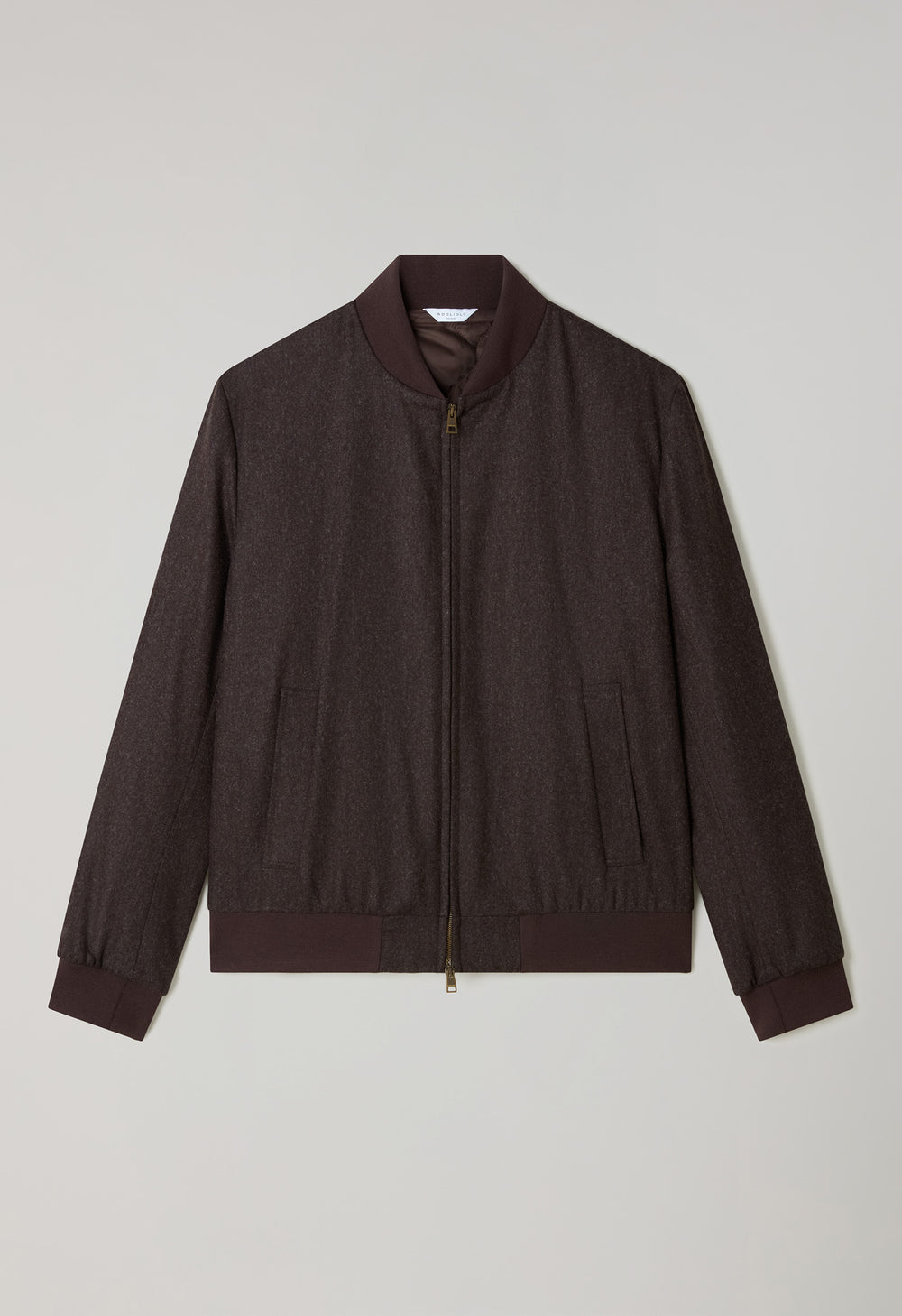 Brown Washed Flannel Padded Bomber