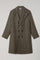 Cappotto doppiopetto in cashmere a spina di pesce marrone