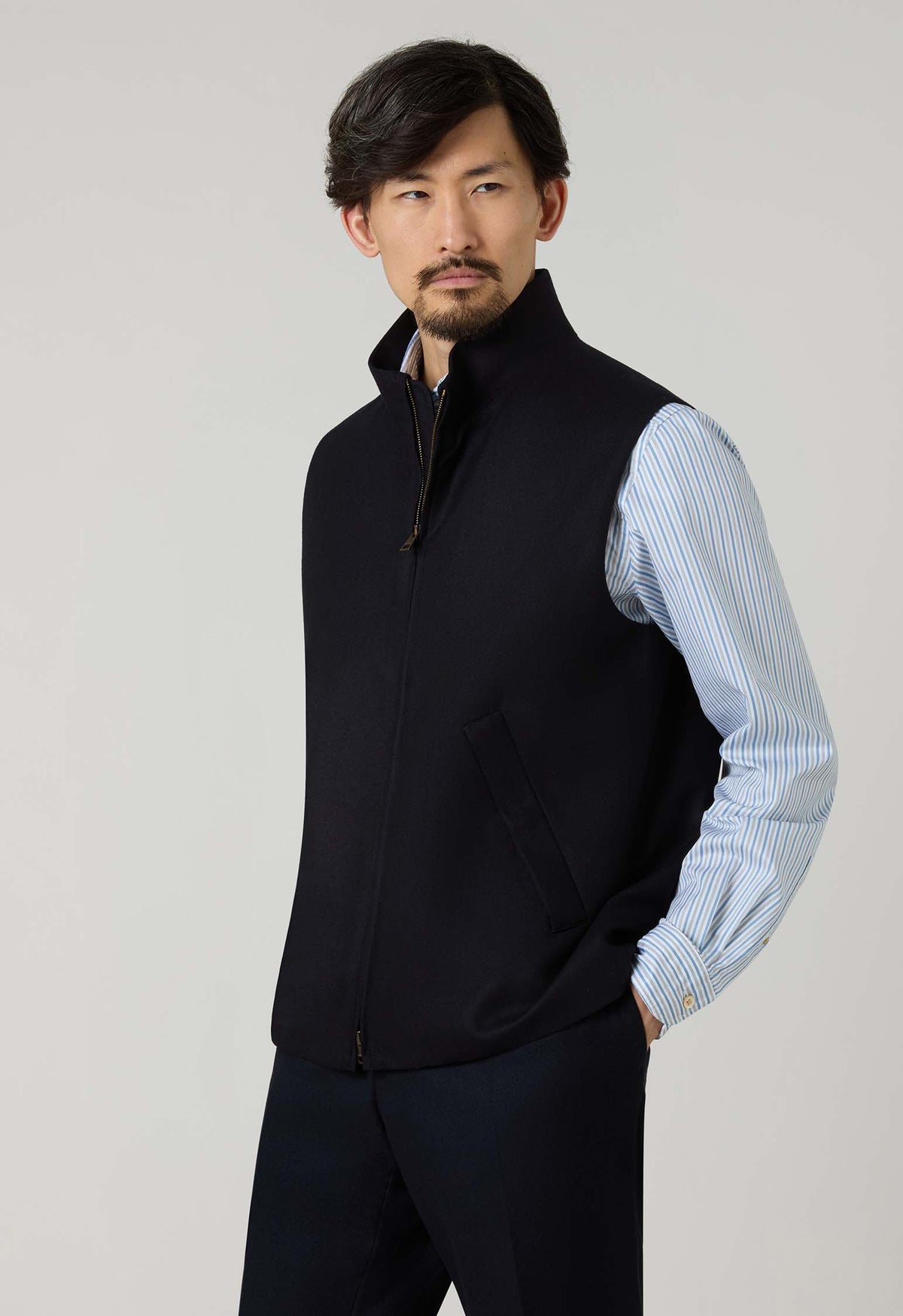 Blue Washed Flannel Padded Gilet