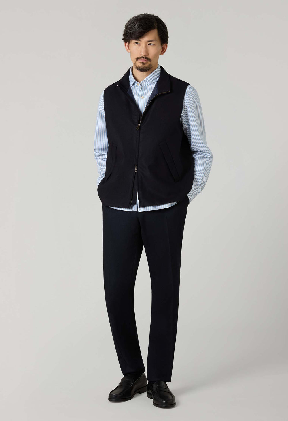 Blue Washed Flannel Padded Gilet