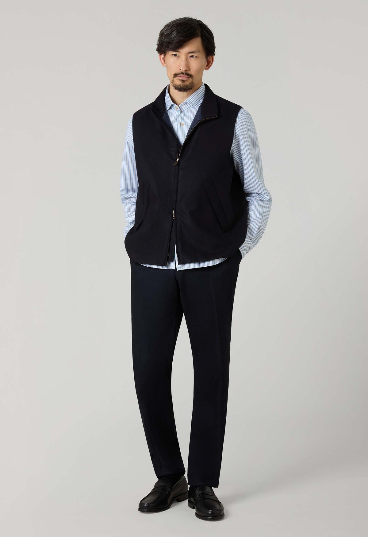 Blue Washed Flannel Padded Gilet