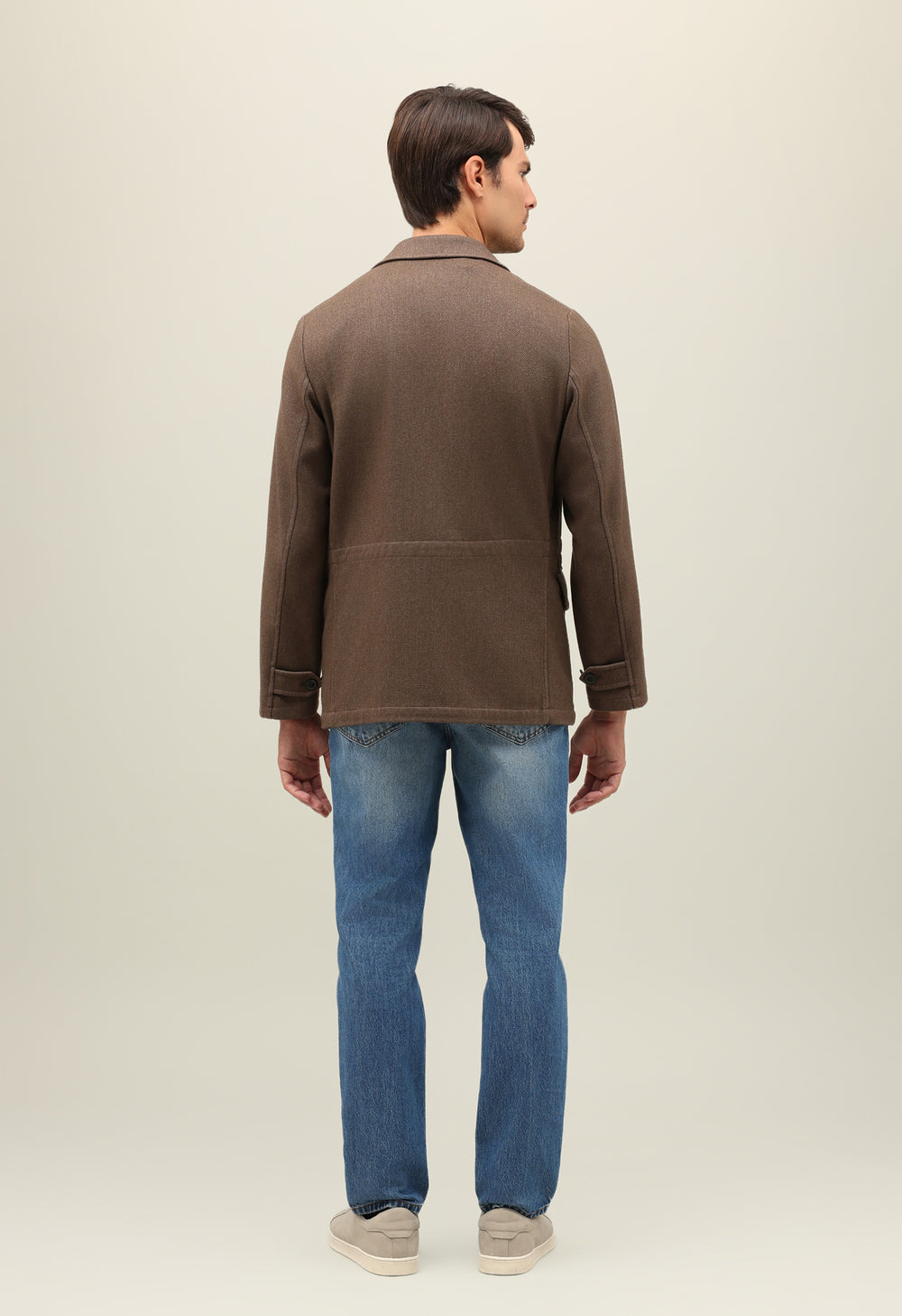 Brown Garment Dyed Wool Field Jacket