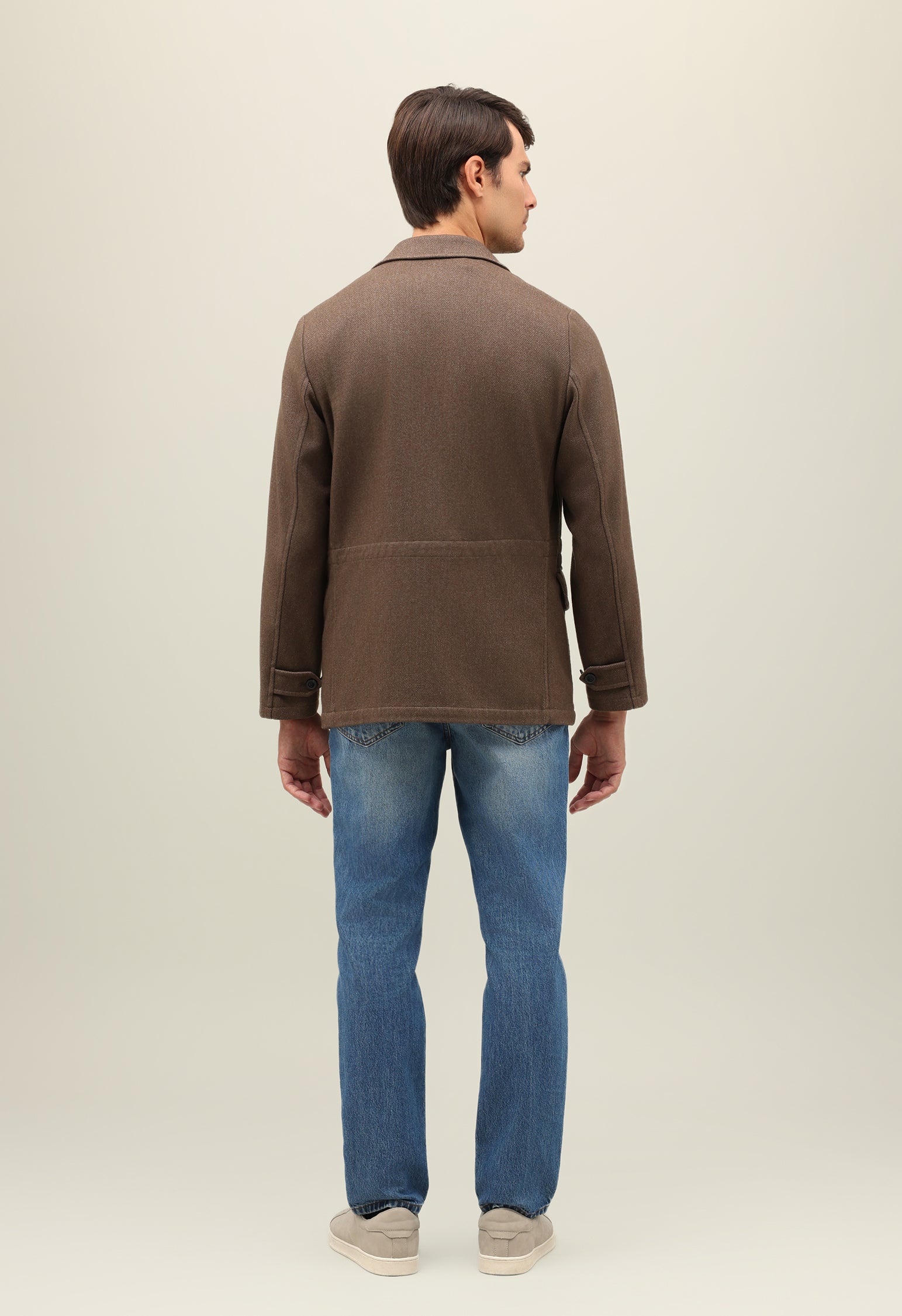 Brown Garment Dyed Wool Field Jacket