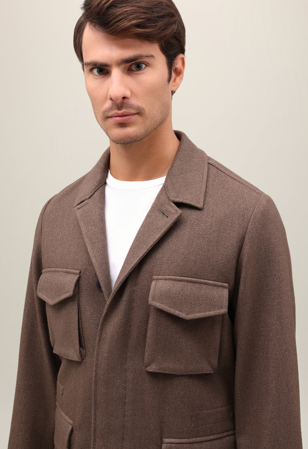 Brown Garment Dyed Wool Field Jacket