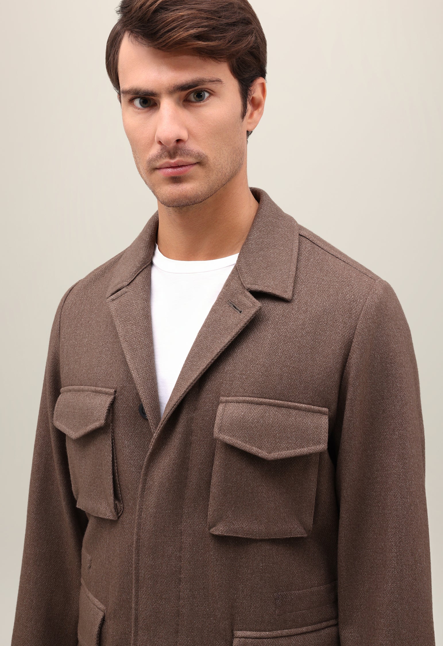 Brown Garment Dyed Wool Field Jacket