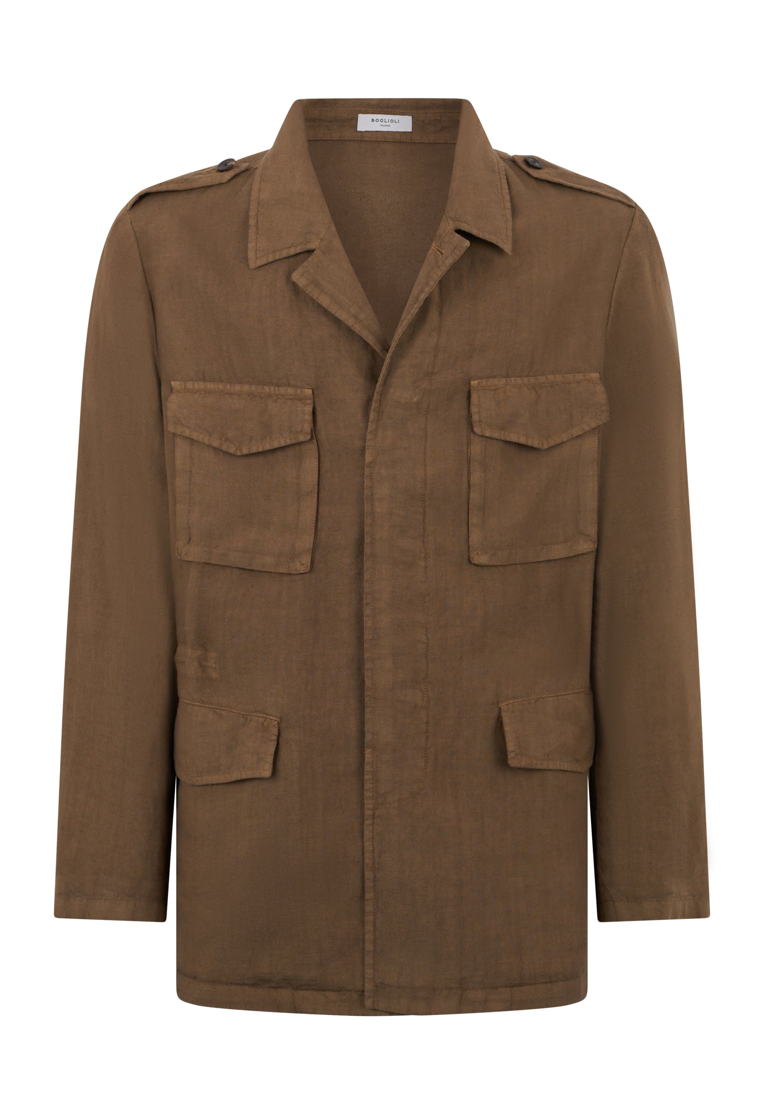 Brown Garment-Dyed Linen Field Jacket | Boglioli® – BoglioliMilano