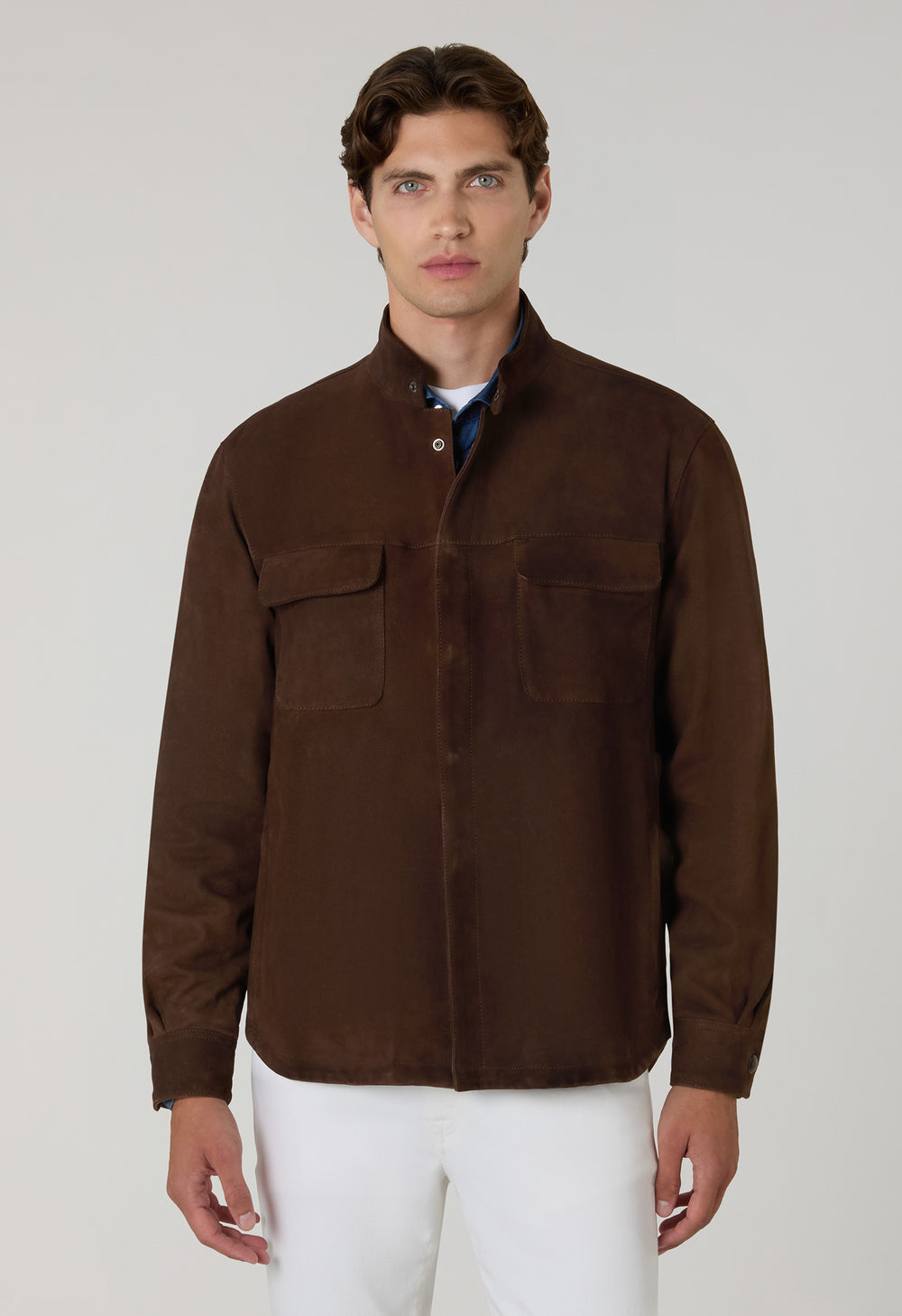 Brown Suede Padded Overshirt