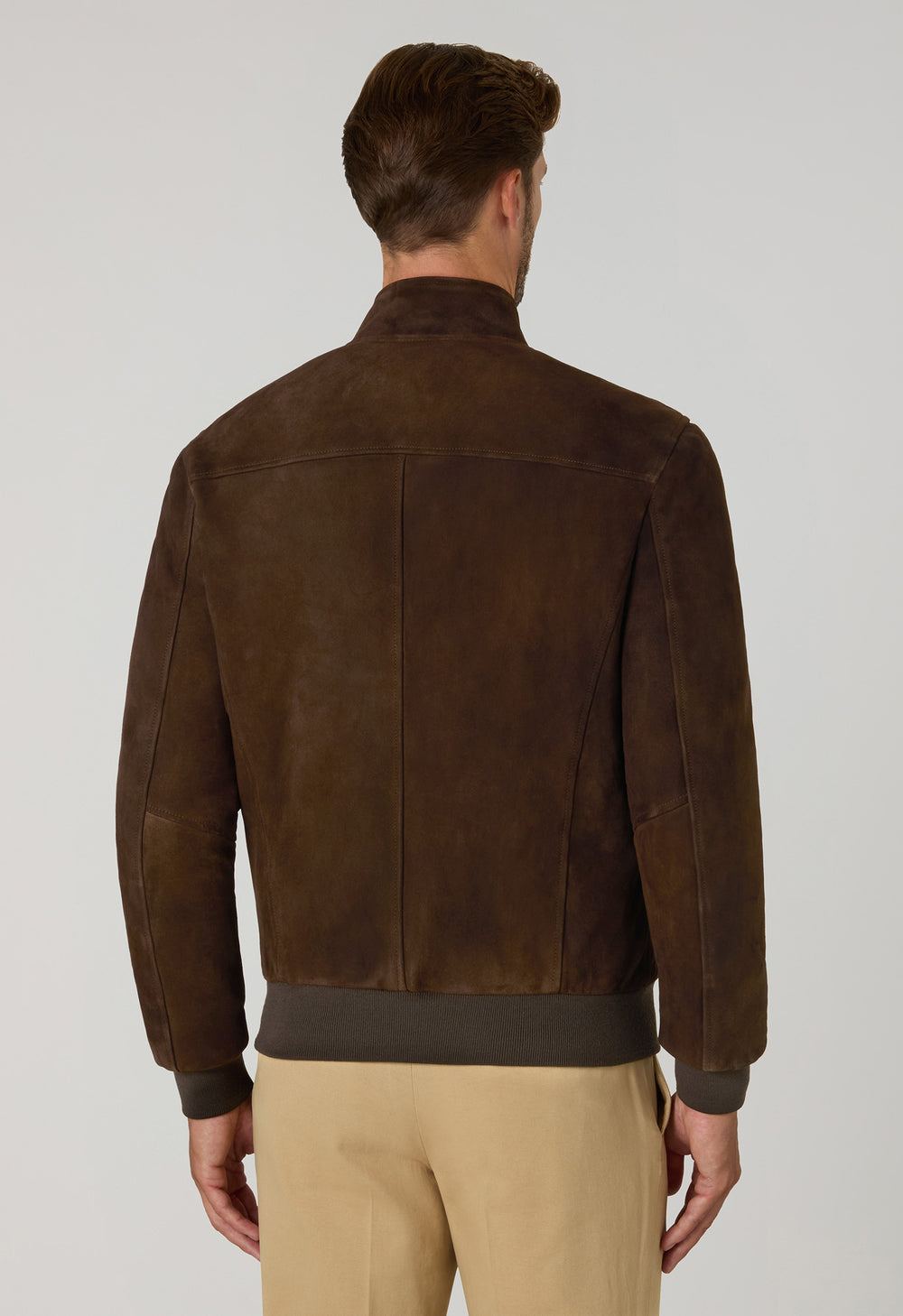 Bomber imbottito in suede marrone