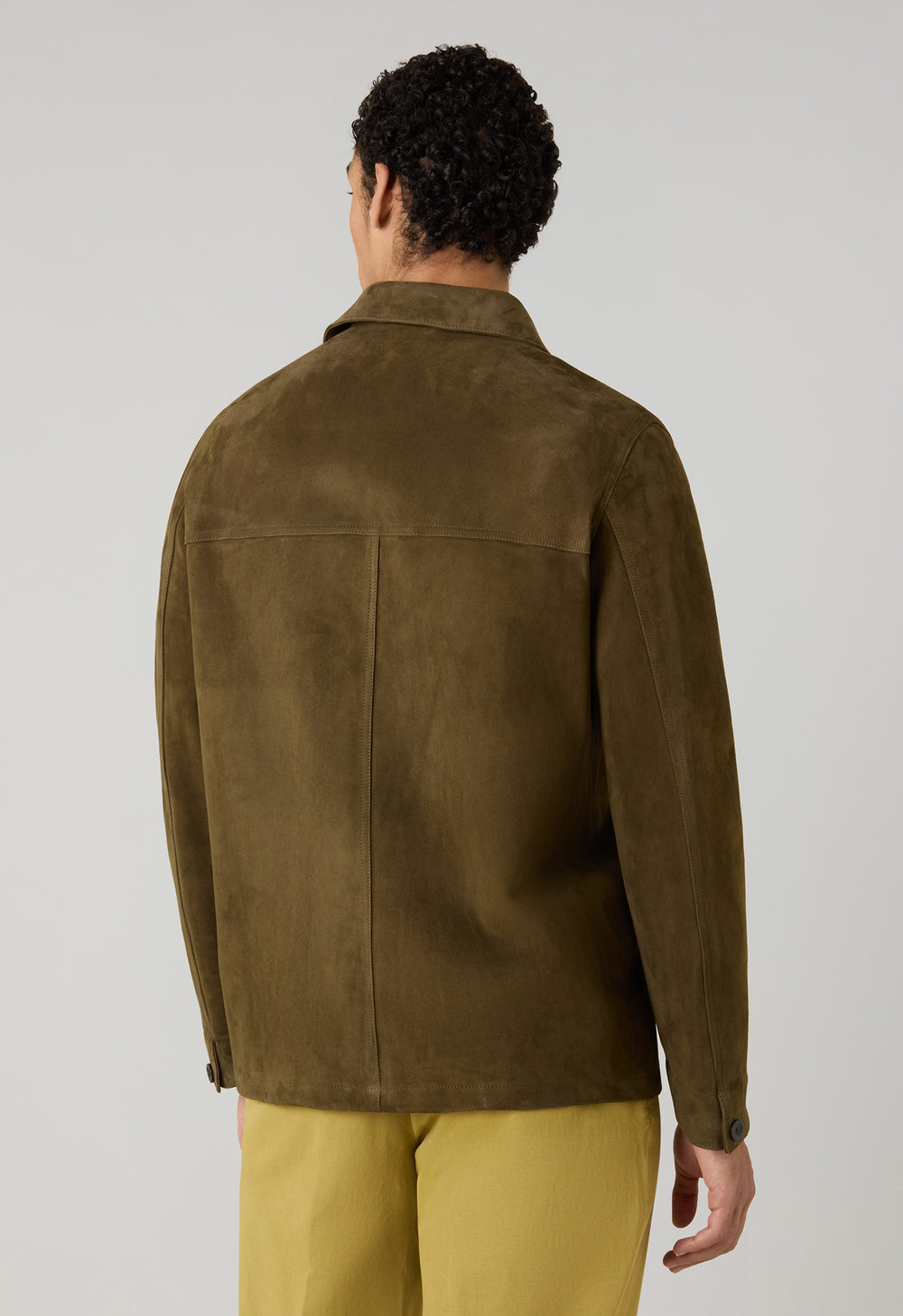 Dunkelkhaki Veloursleder-Arbeiterjacke