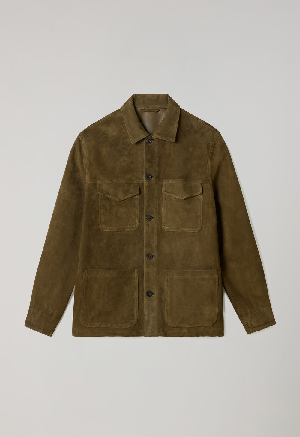 Dunkelkhaki Veloursleder-Arbeiterjacke