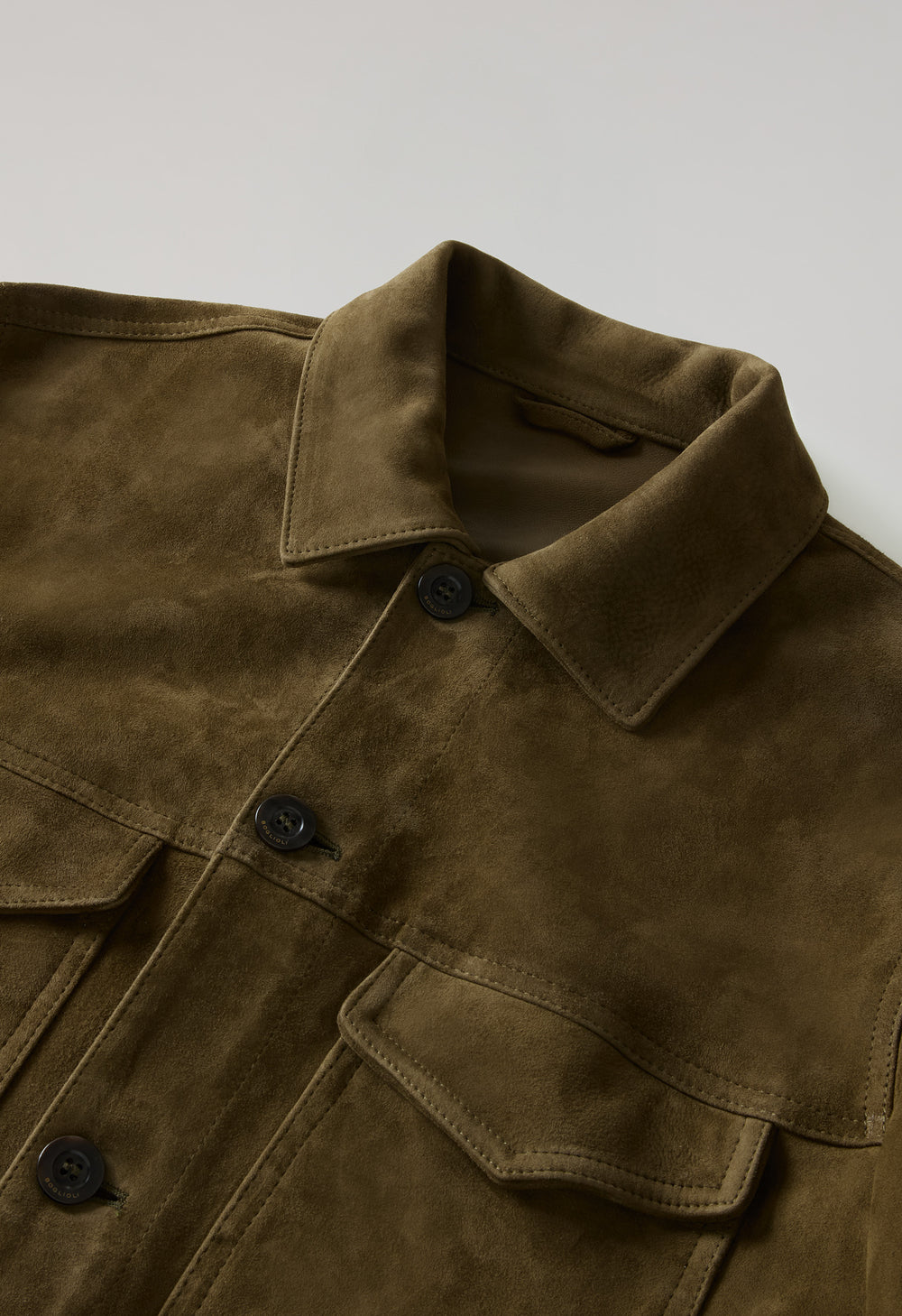 Dunkelkhaki Veloursleder-Arbeiterjacke