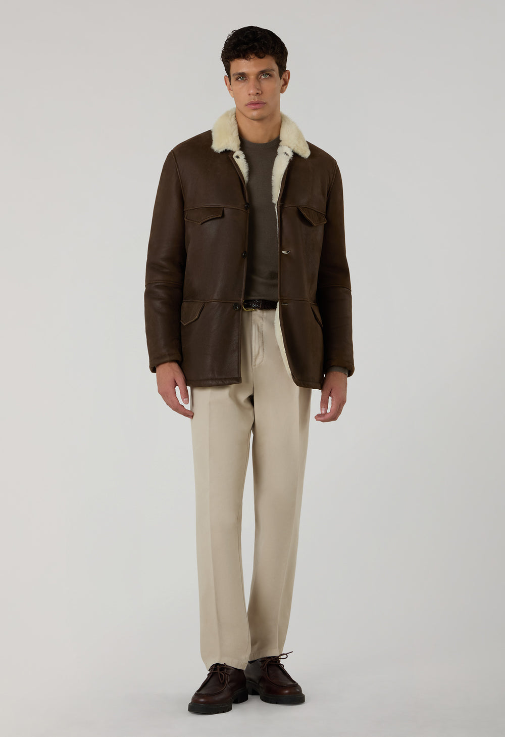 Brown Shearling Sahariana