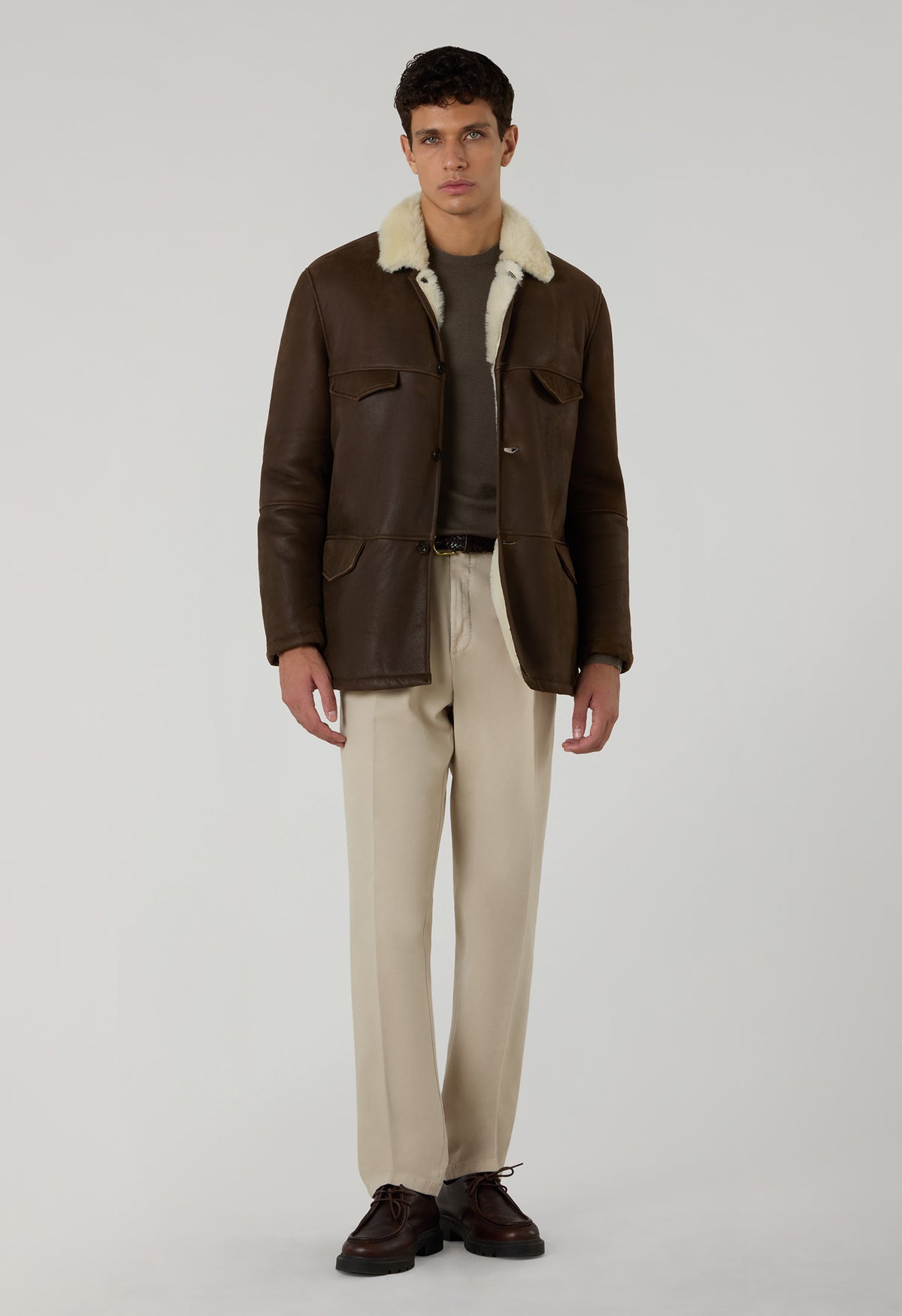 Brown Shearling Sahariana