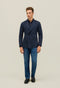 Giacca easy doppiopetto in jersey pied-de-poule blu