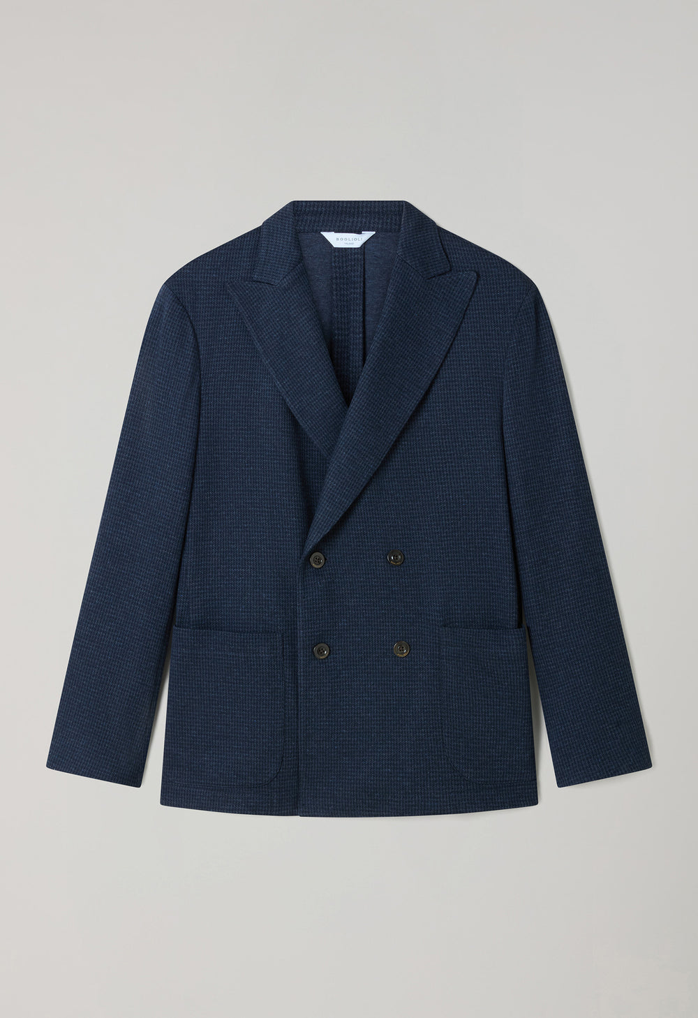 Blue Houndstooth Jersey double-breasted Easy Jacket