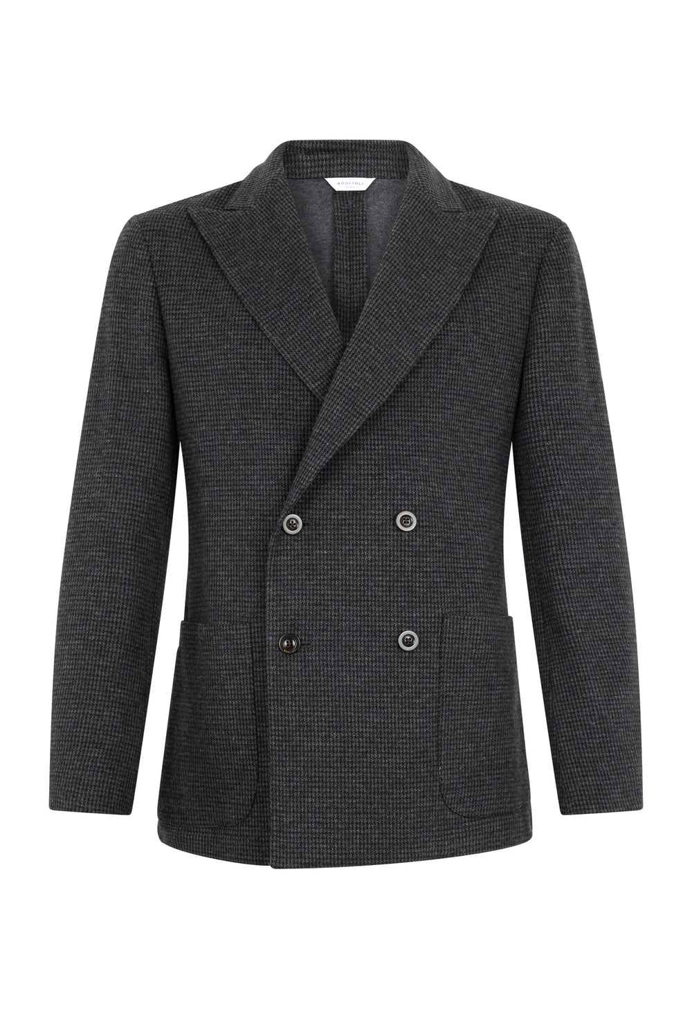 Grey Houndstooth Jersey double-breasted Easy Jacket
