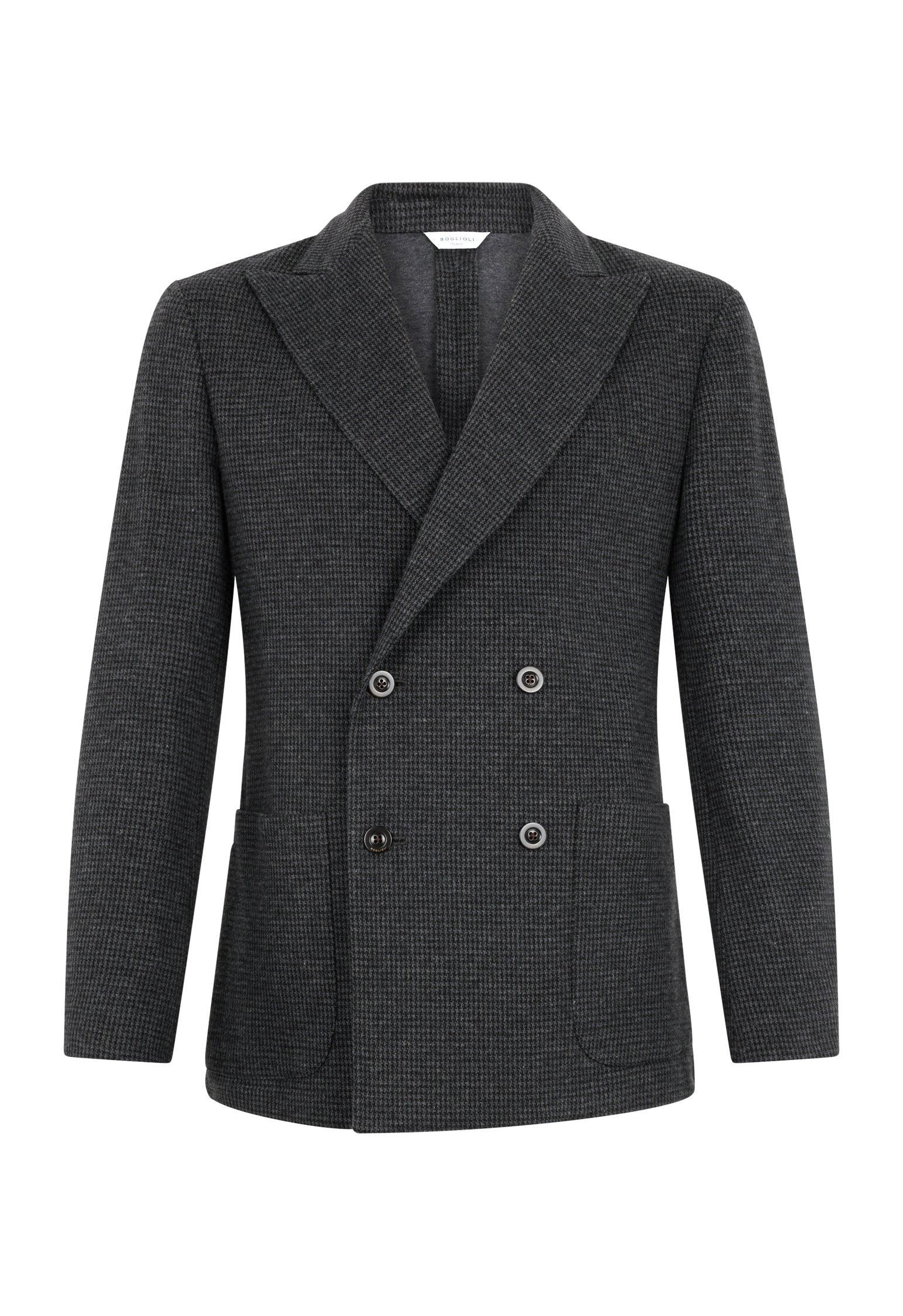 Grey Houndstooth Jersey double-breasted Easy Jacket