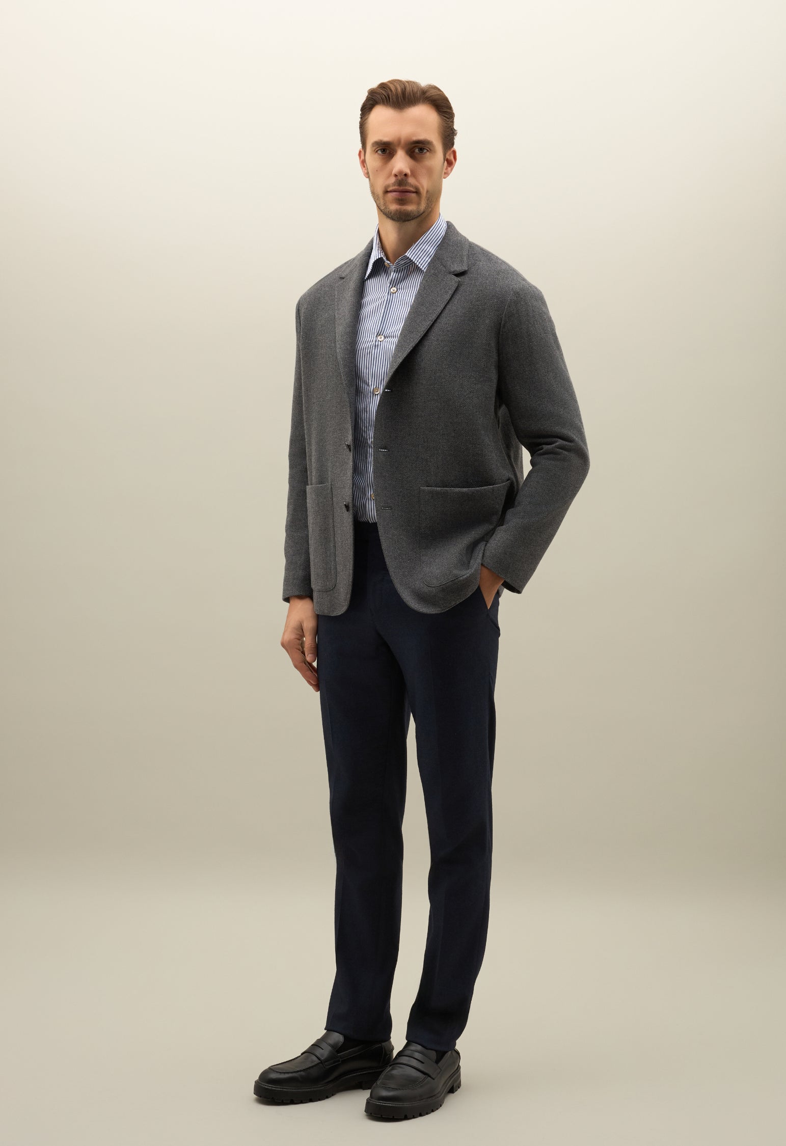 Grey Wool Cashmere Over Jacket