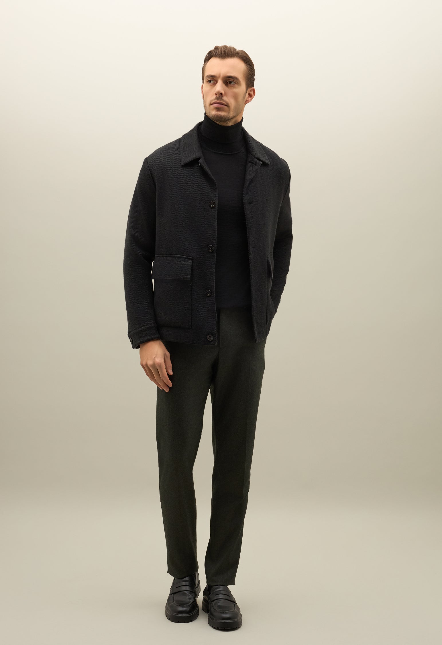 Black Cashmere Wool Boxie Jacket