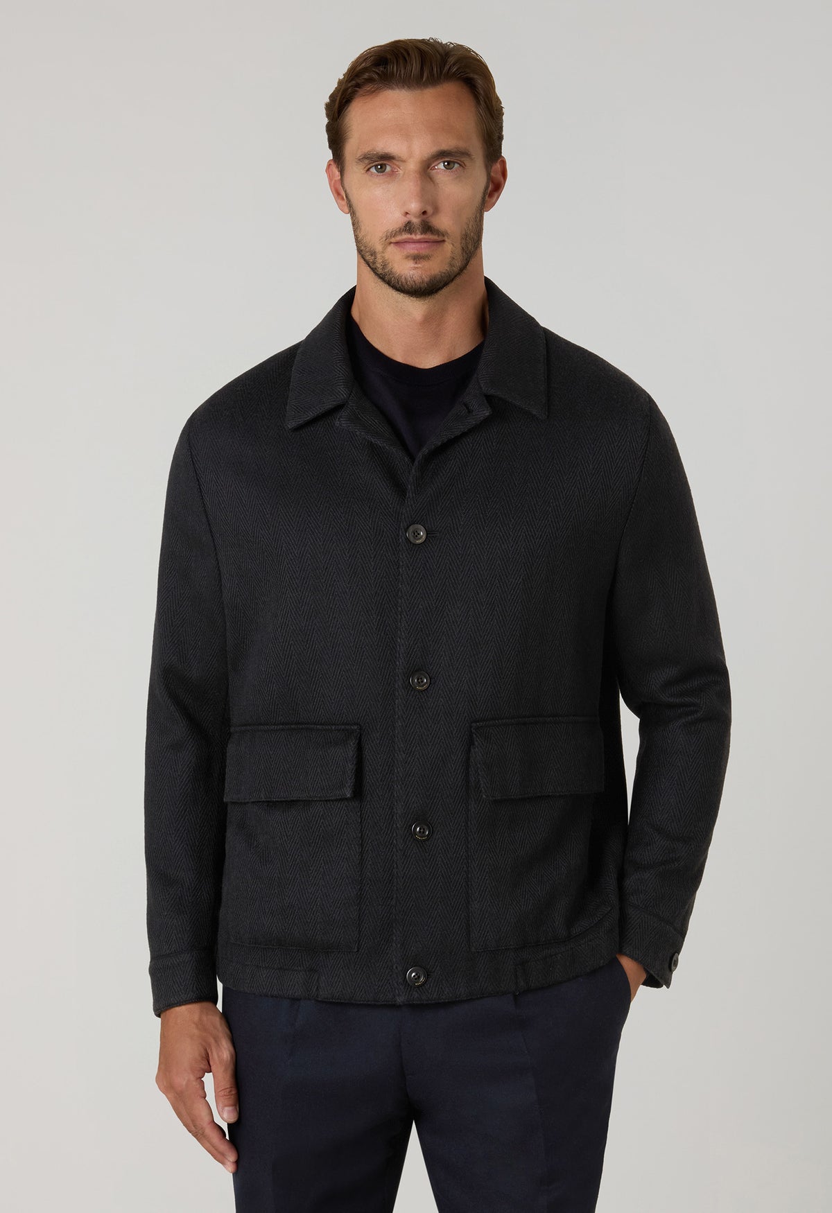 Giacca Boxie in cashmere e lana nera