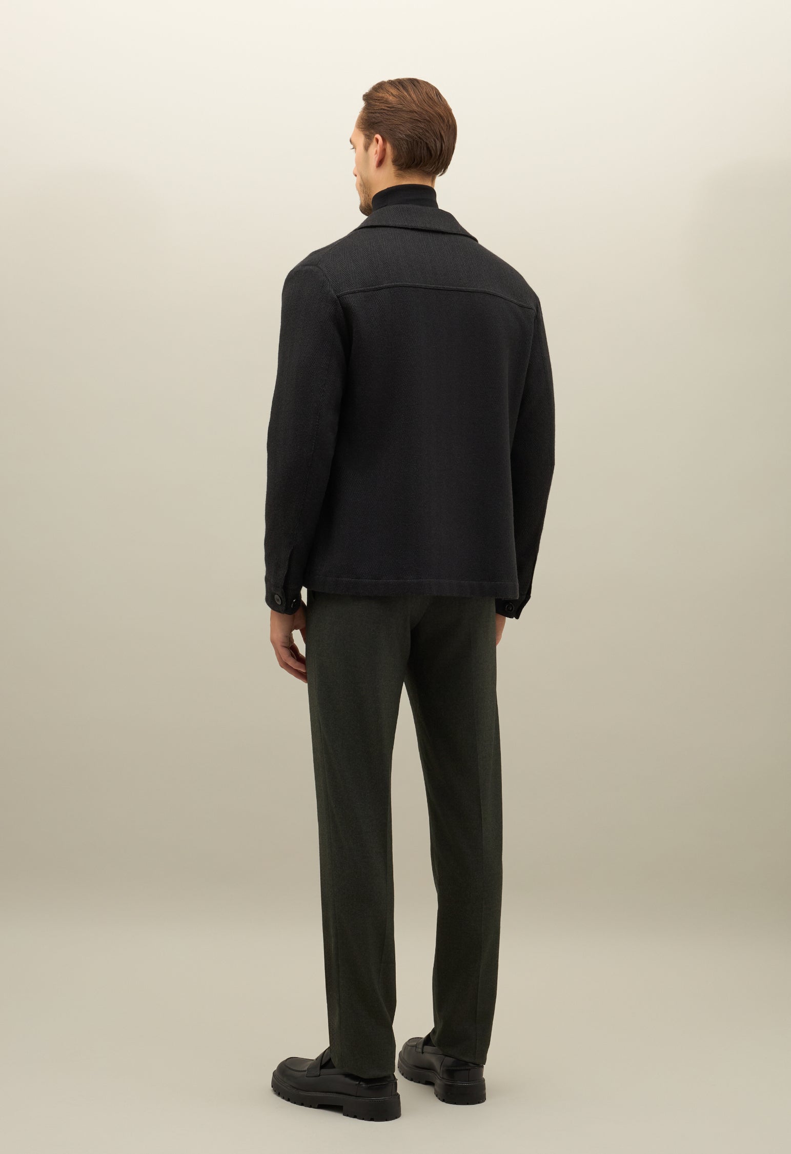Black Cashmere Wool Boxie Jacket