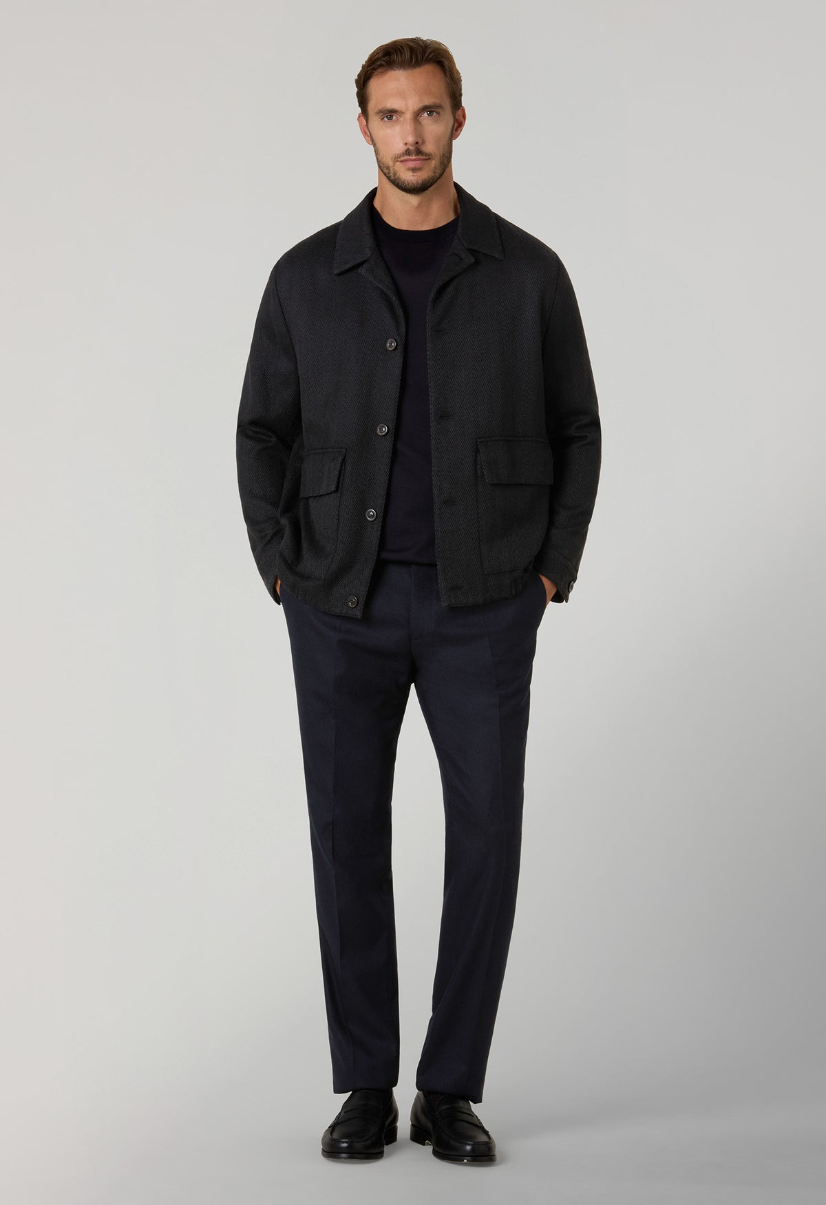 Giacca Boxie in cashmere e lana nera