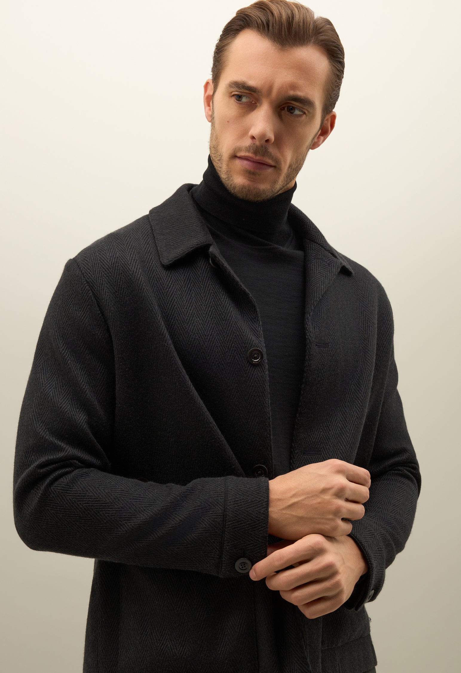Black Cashmere Wool Boxie Jacket
