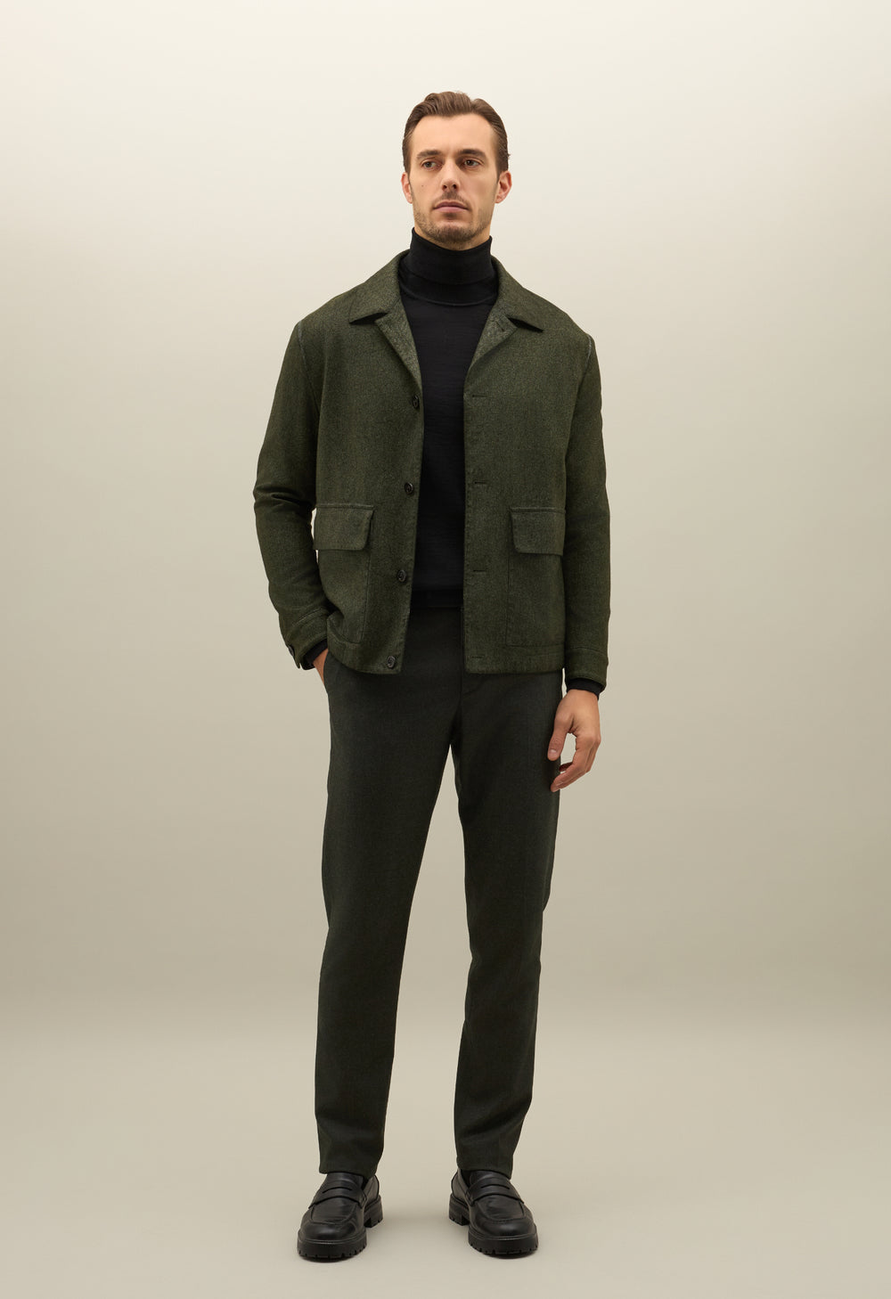 Green Tinto Velo Wool Boxie Jacket