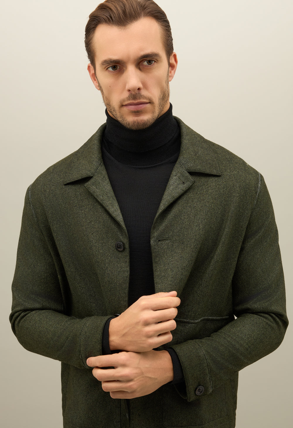 Green Tinto Velo Wool Boxie Jacket