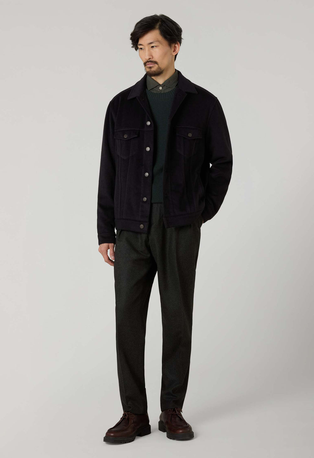 Dark Grey Garment Dyed Cashmere Biker