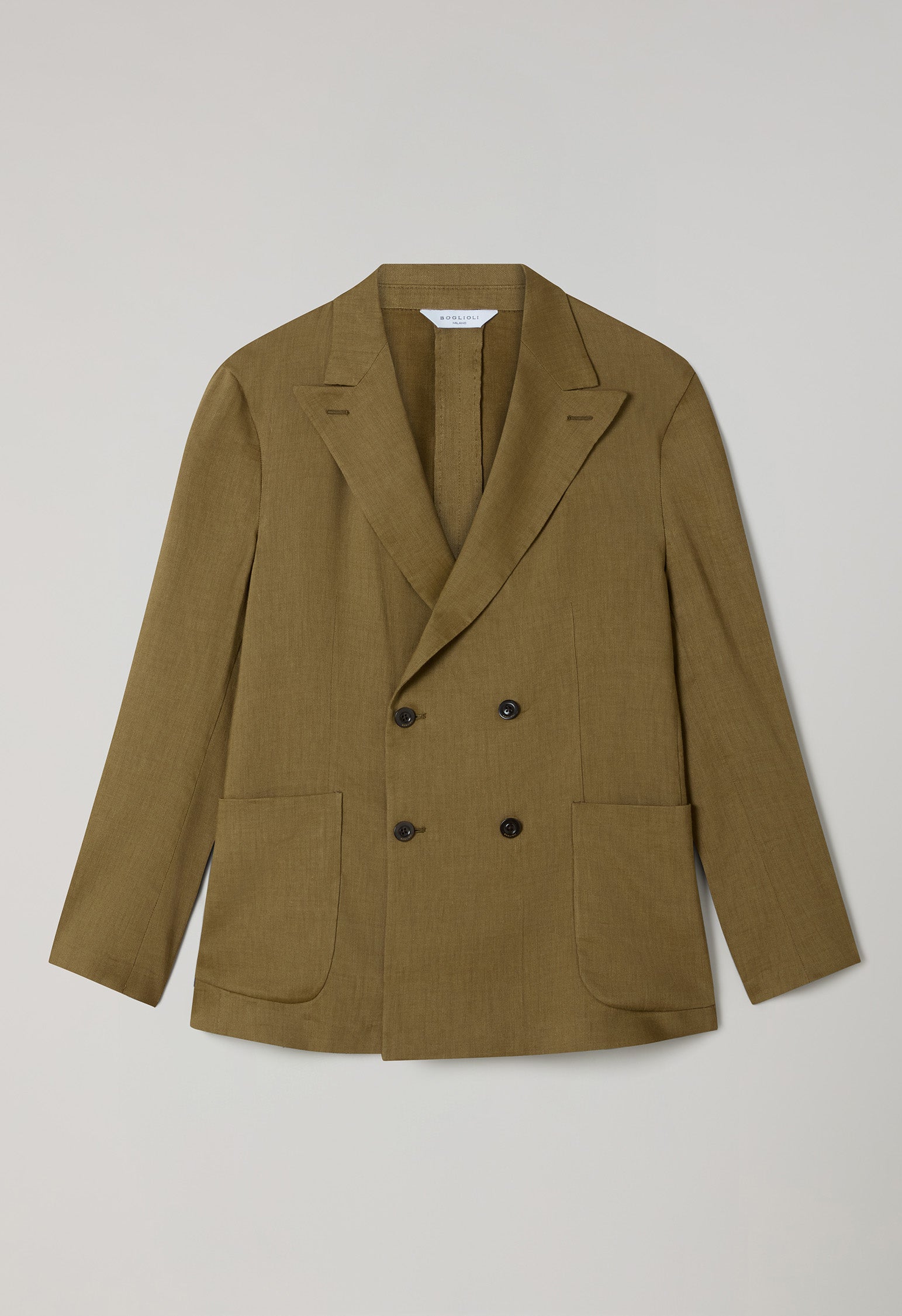 Green Linen Mohair Double-Breasted Sartoria Jacket