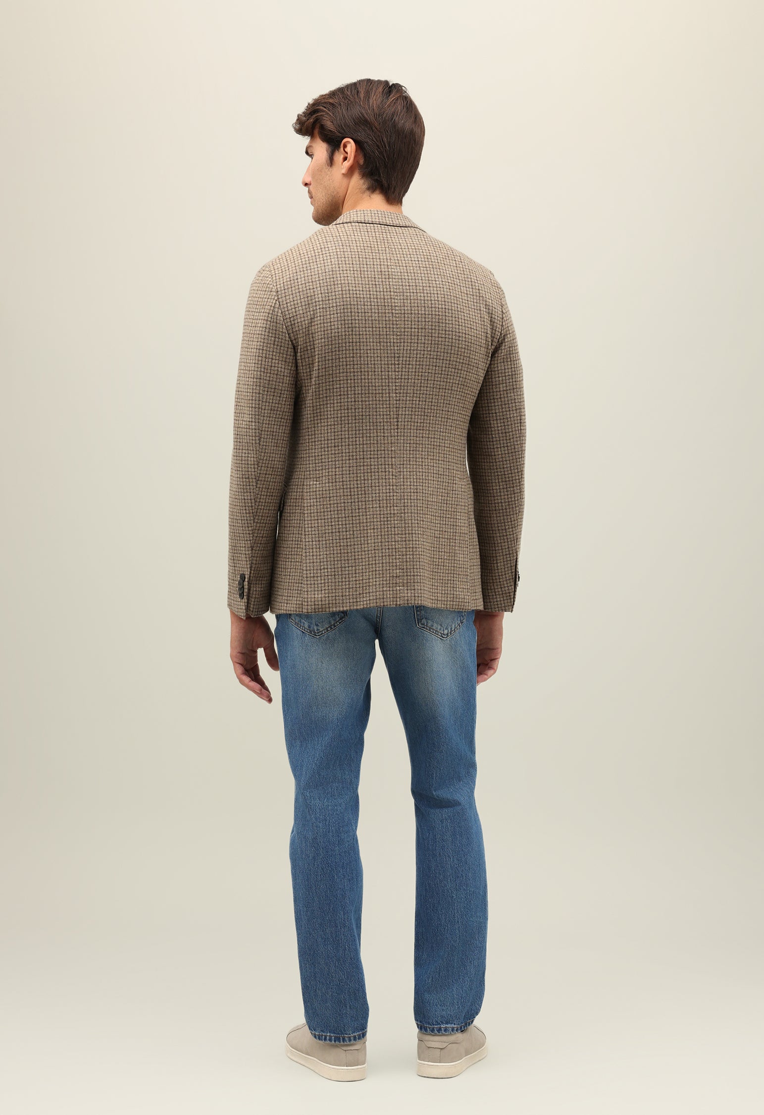 Beige Flannel micro-check Dover Jacket