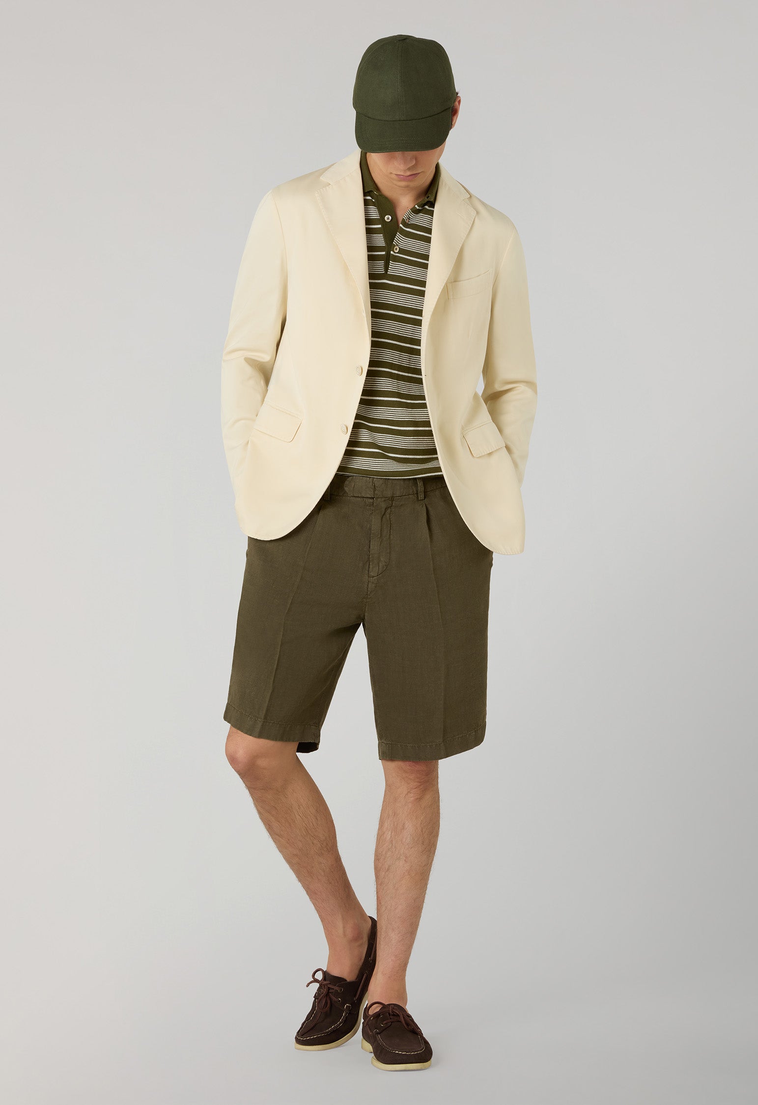 Cream Garment-dyed cotton and cashmere satin Dover jacket