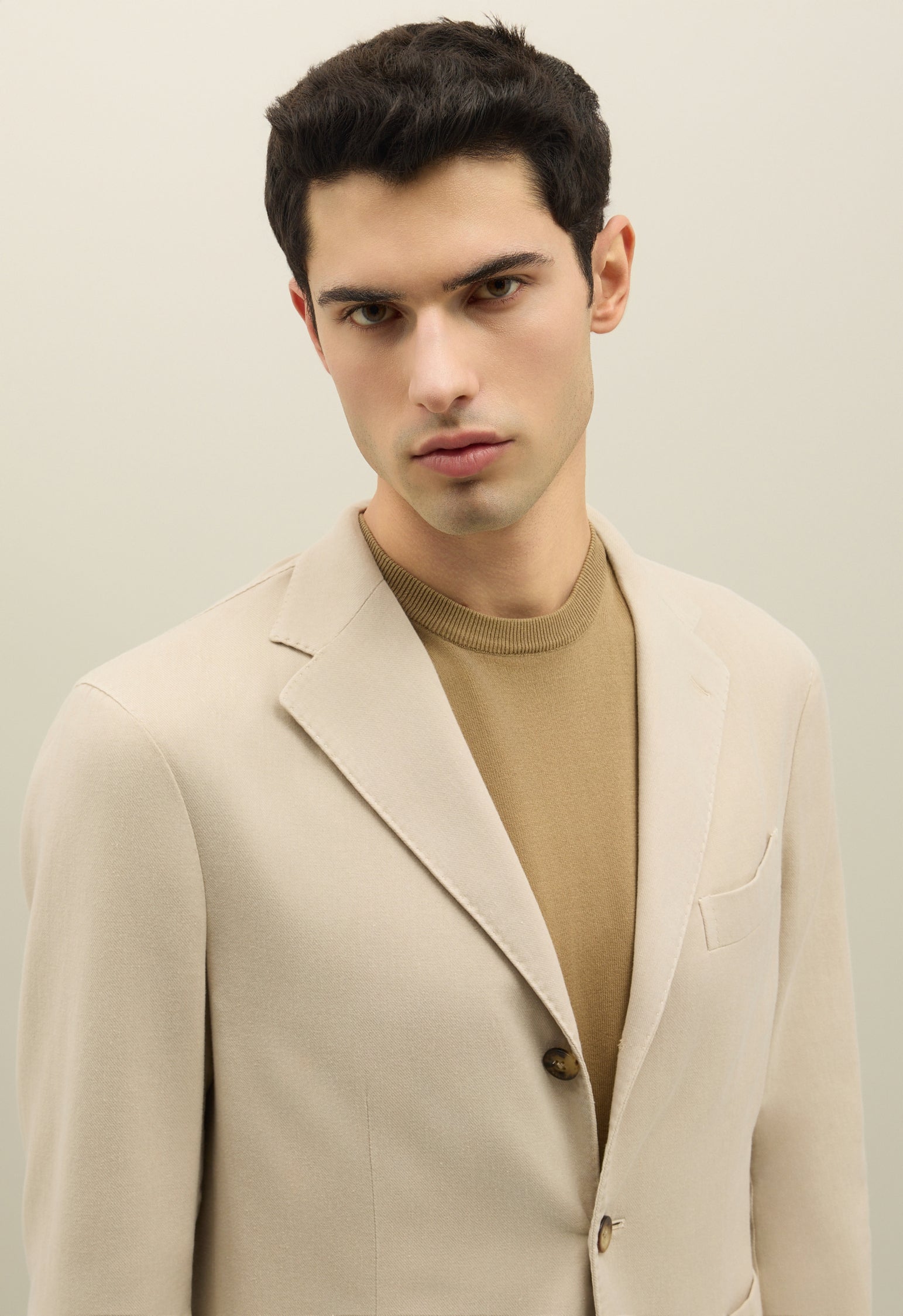 Warm White Blended Soft Cotton Dover Jacket | Boglioli
