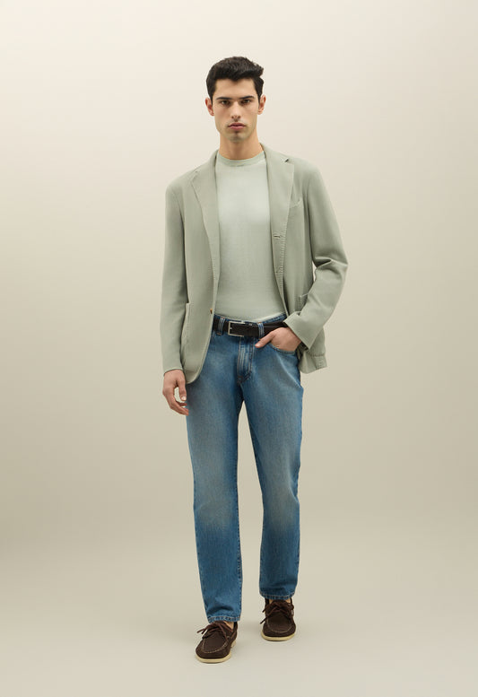 Green Blended Soft Cotton Dover Jacket