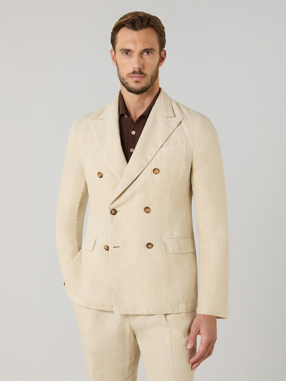 Garment Dyed Linen double-breasted Dover Suit