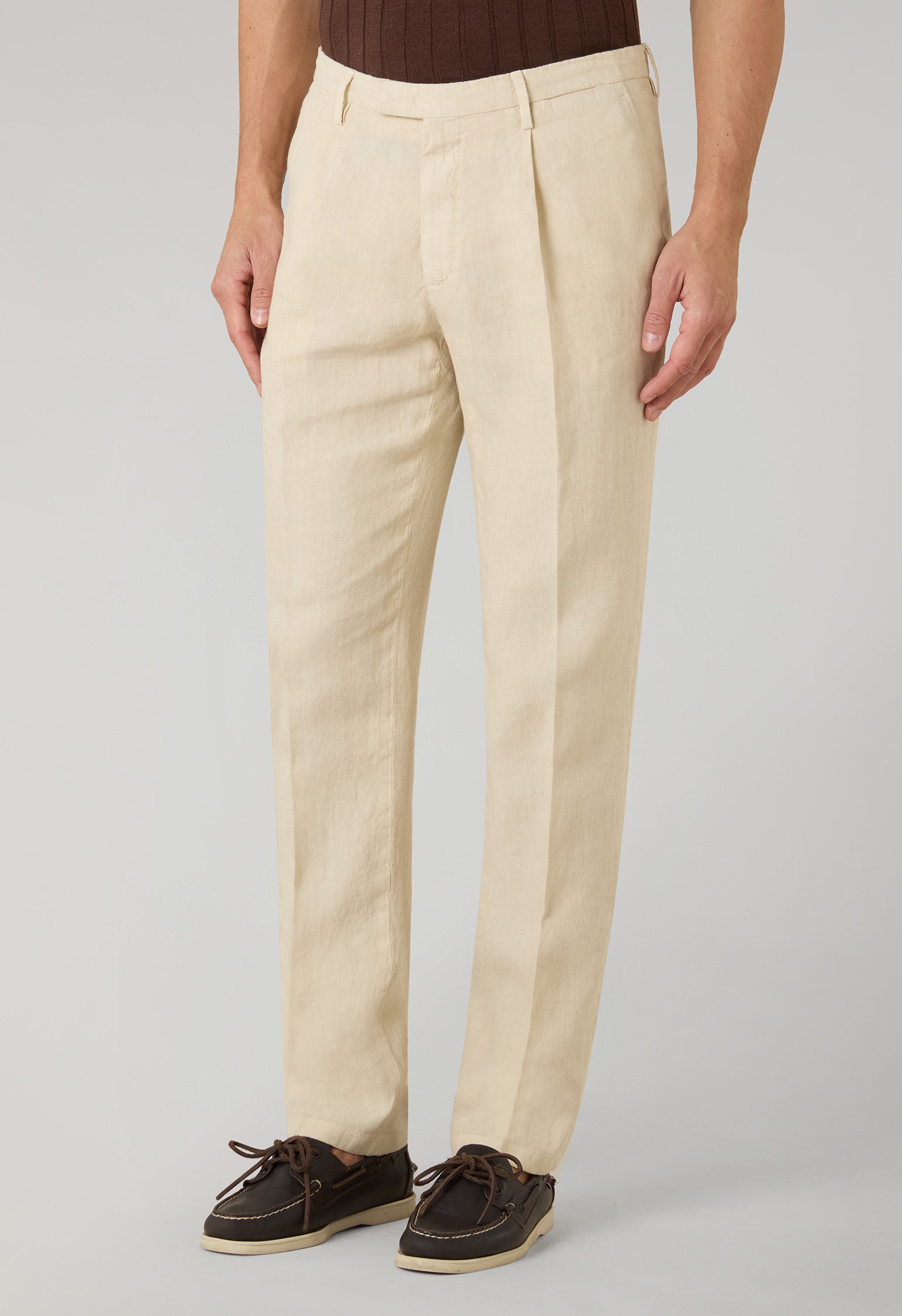 Beige Double-breasted Dover garment-dyed linen suit | Boglioli