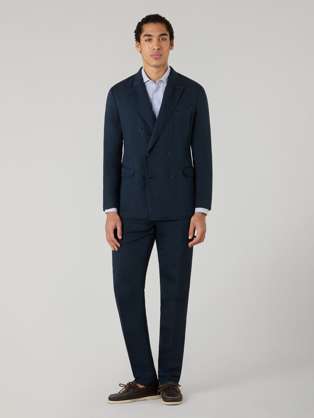 Garment Dyed Cotton Linen Satin double-breasted Dover Suit