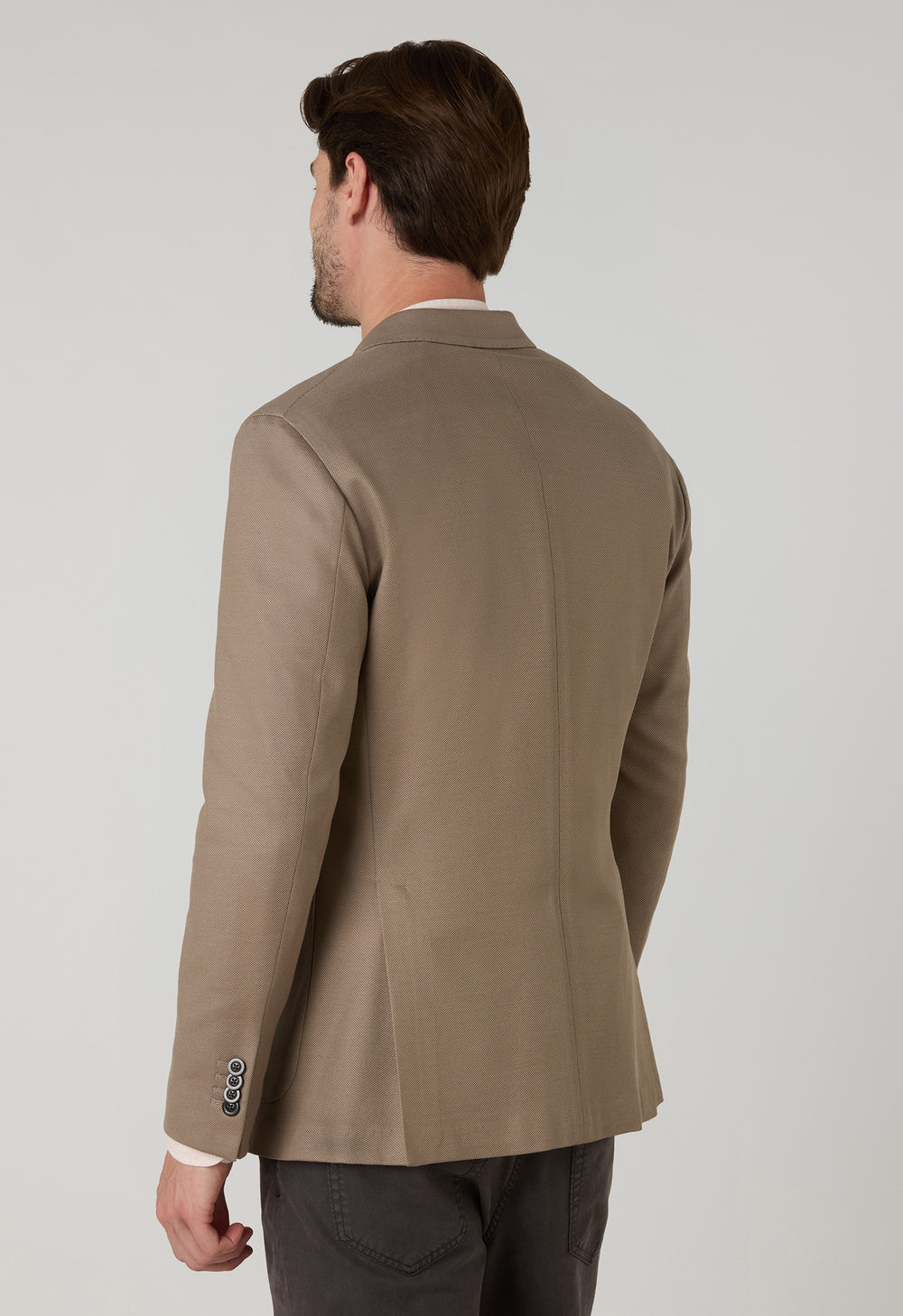 Beige Cotton Jersey Double-Breasted Dover Jacket
