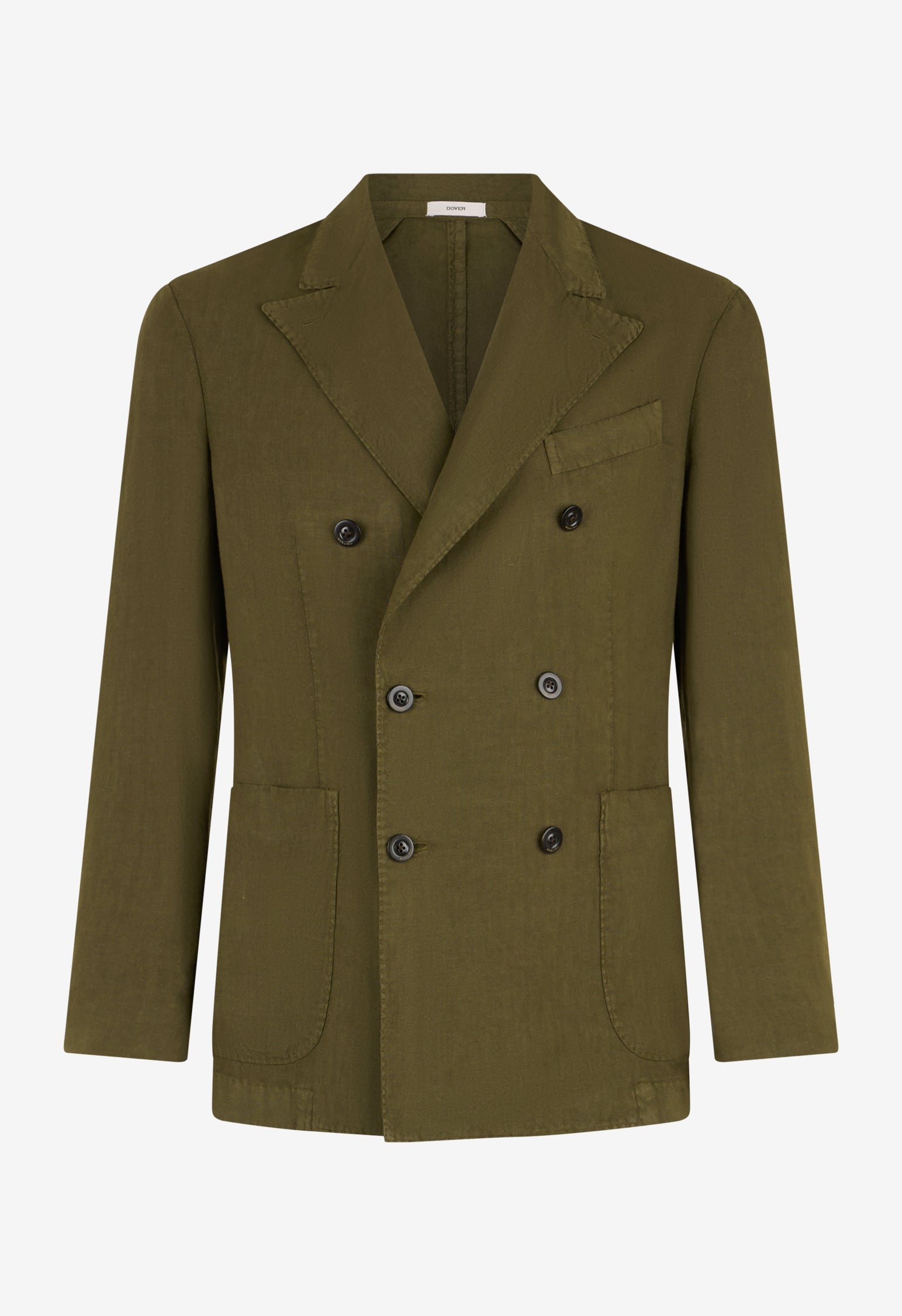 Green Garment Dyed Linen Double-Breasted Dover Jacket | Boglioli