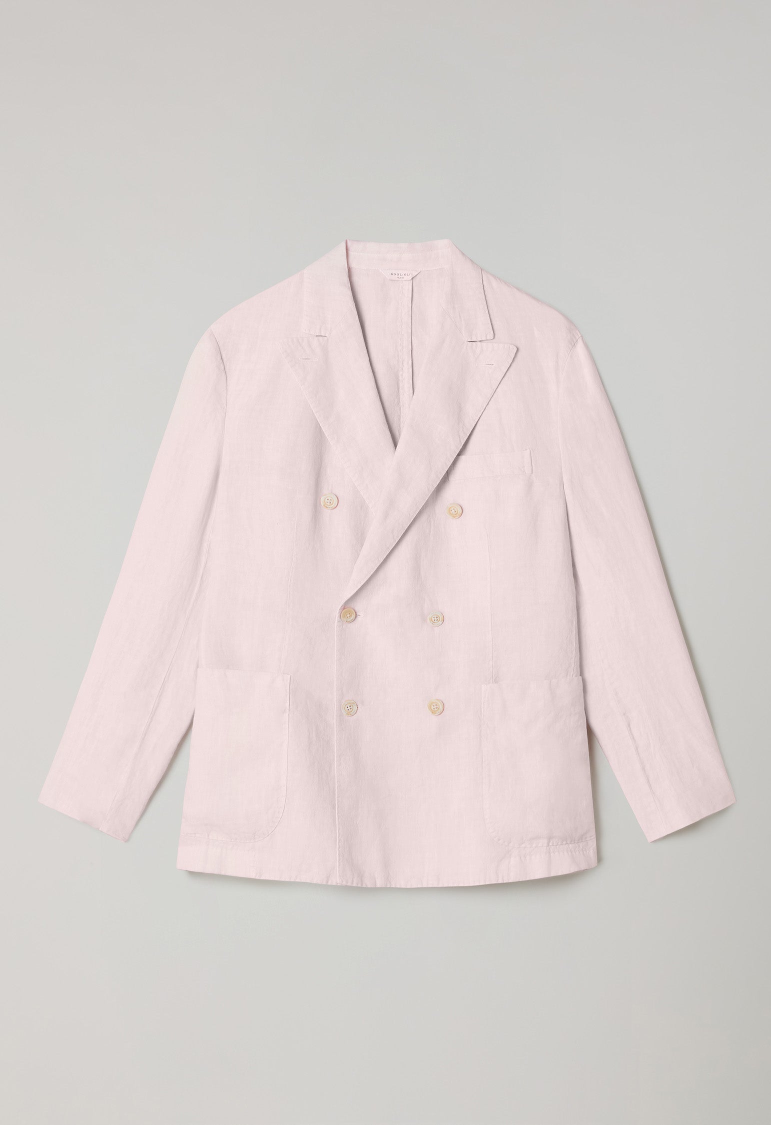 BOGLIOLI MILANO DOVER リネン アンコンジャケット 46 Pastel Pink Garment Dyed Linen Double-Breasted Dover Jacket