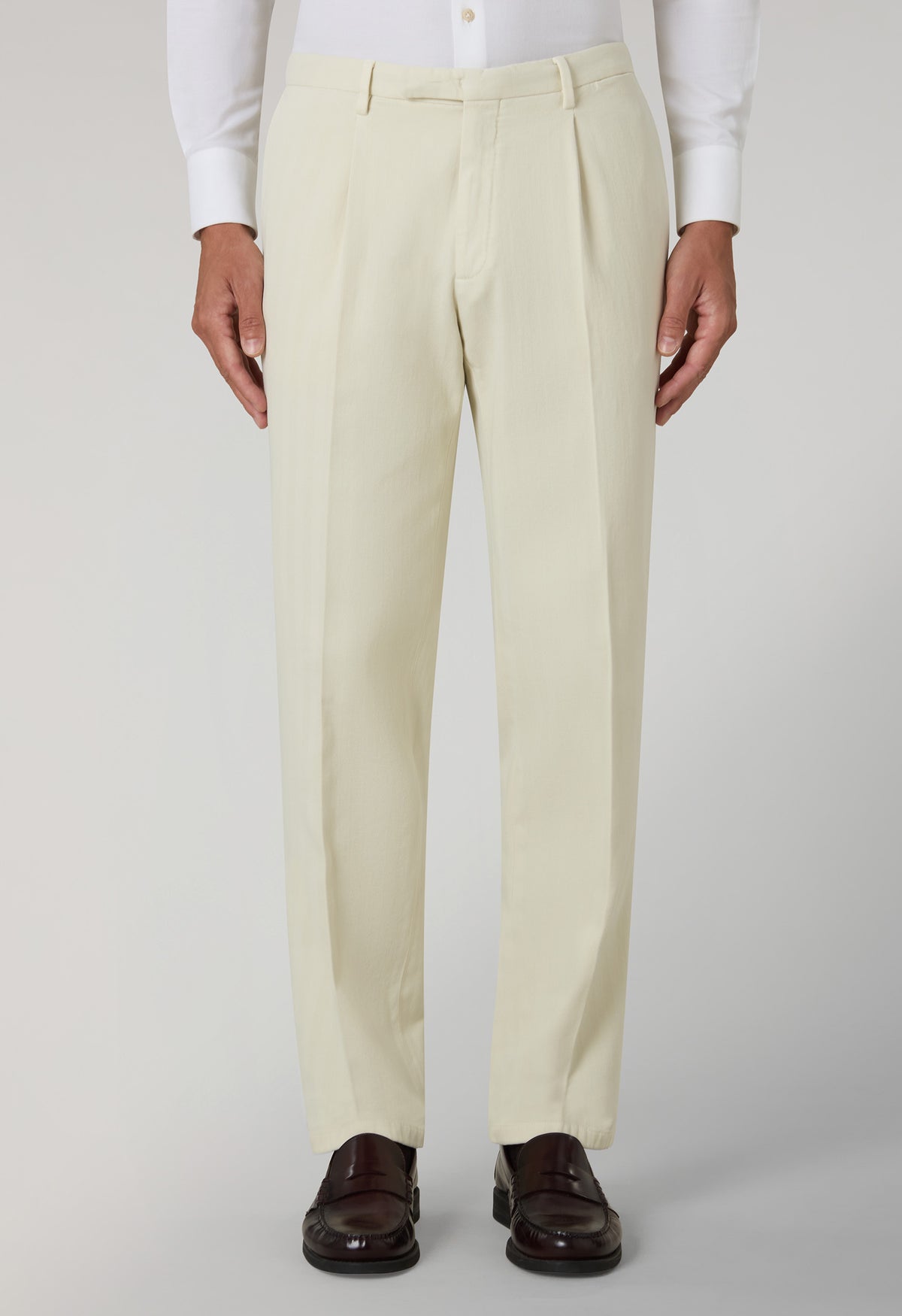 White Garment Dyed Cotton Herringbone double-breasted Dover Suit