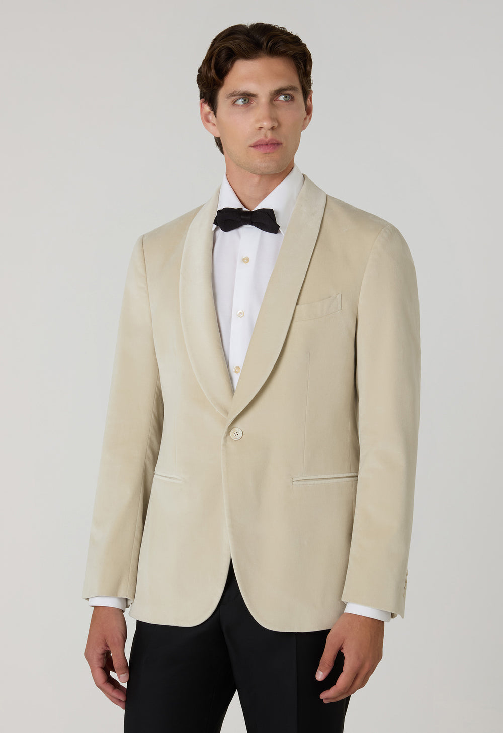 Light Beige Plain Velvet Milano Dinner Jacket