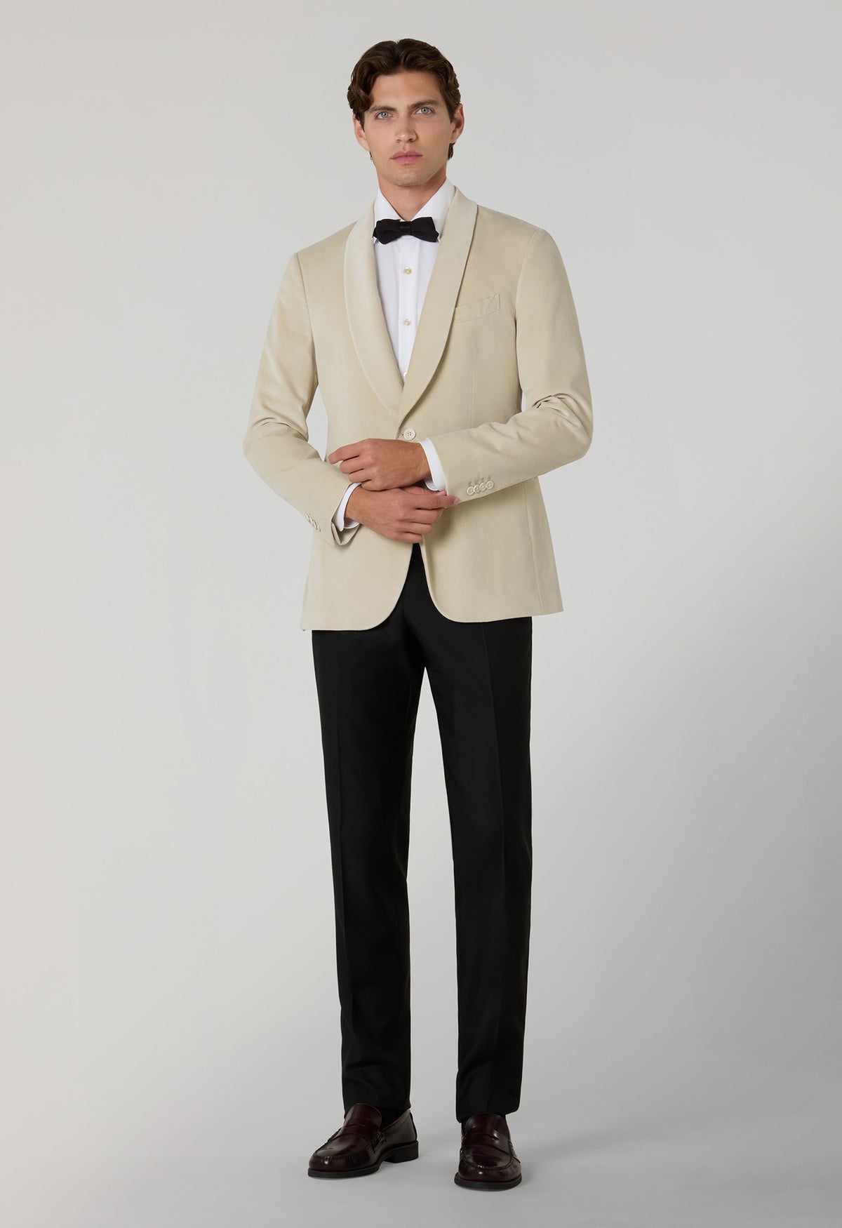 Light Beige Plain Velvet Milano Dinner Jacket