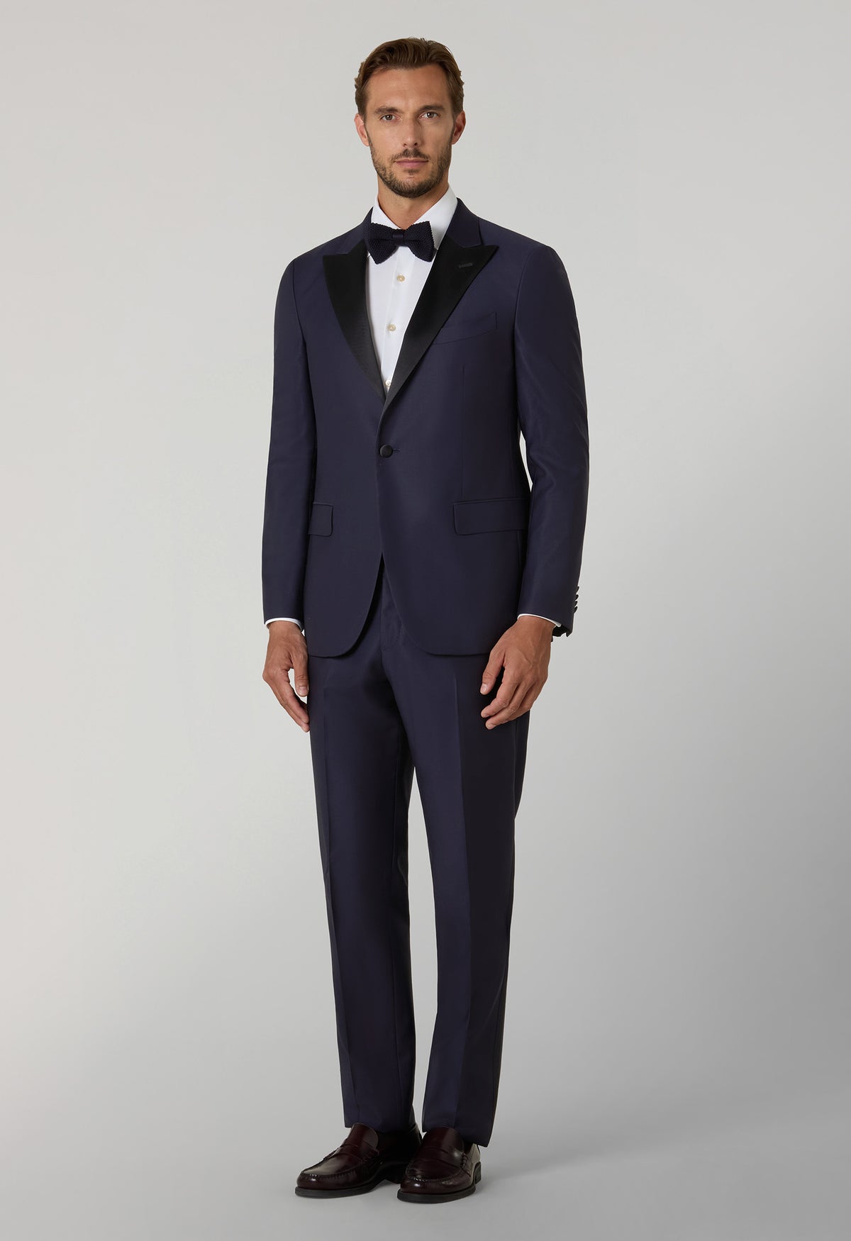 Blue Virgin Wool Satin Milano Tuxedo Suit