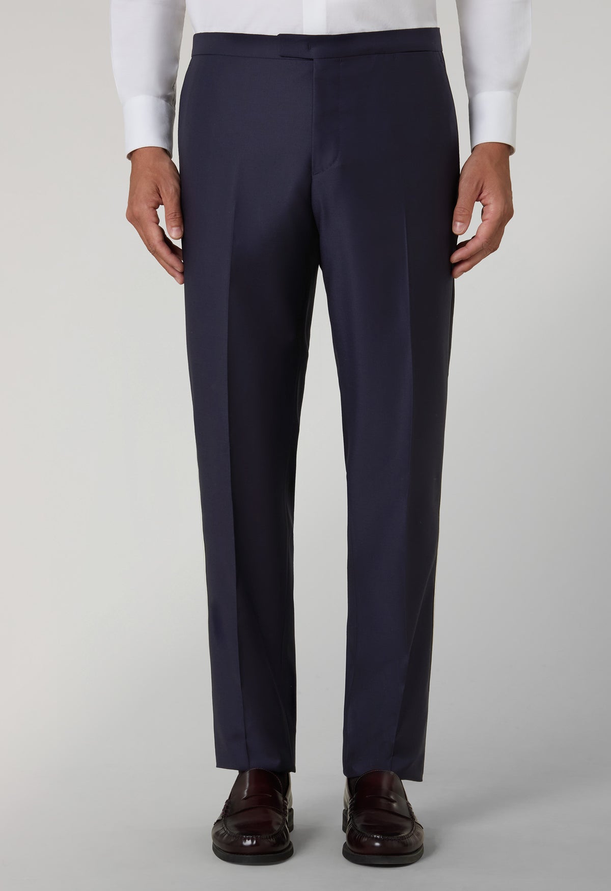 Blue Virgin Wool Satin Milano Tuxedo Suit