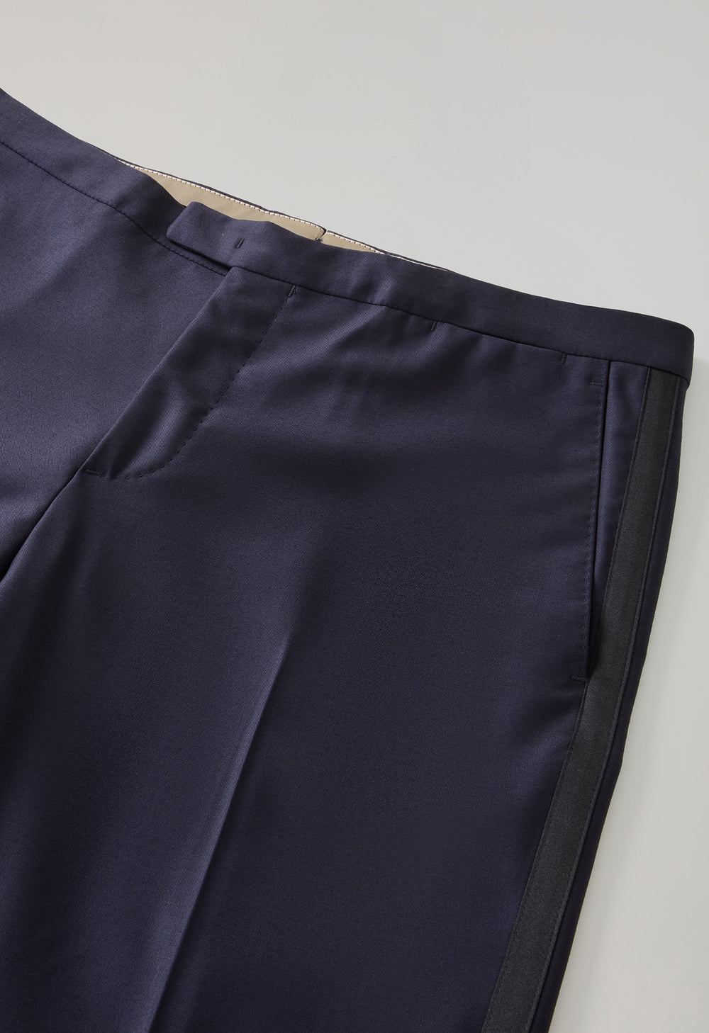 Blue Virgin Wool Satin Milano Tuxedo Suit