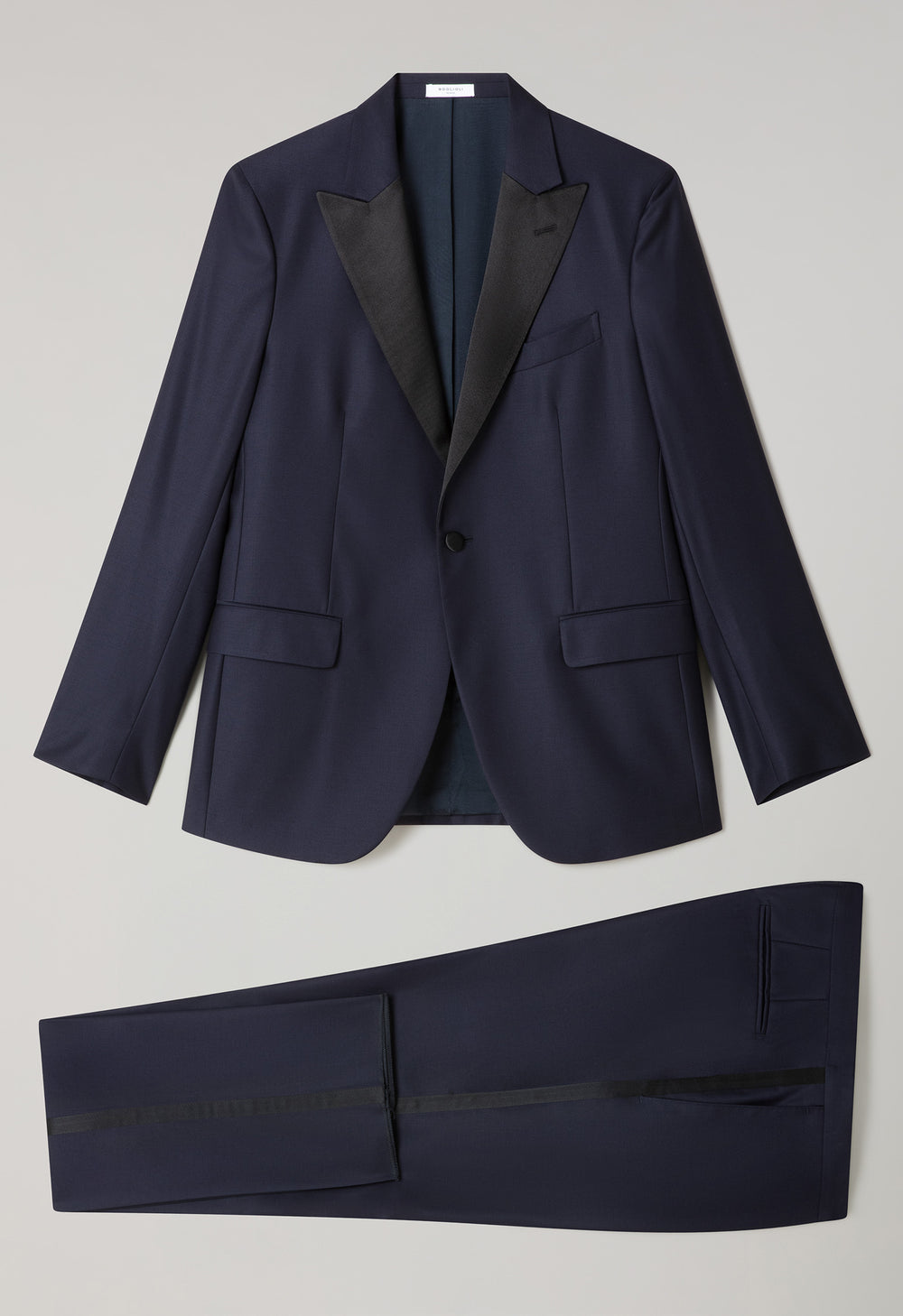 Blue Virgin Wool Satin Milano Tuxedo Suit
